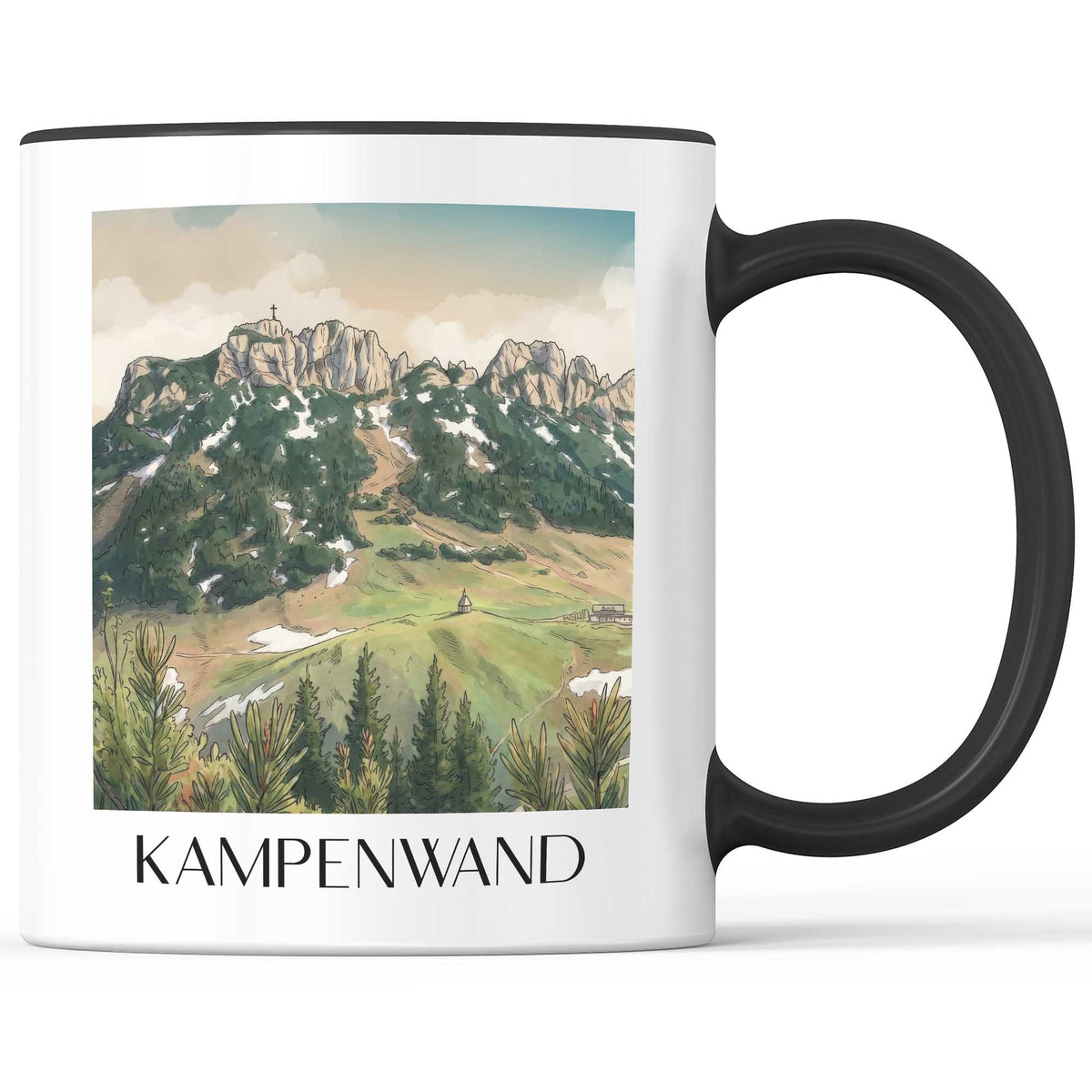 Kampenwand Kaffeebecher - Chiemgau - Deutschland Becher - Kaffeetasse im Aquarell Stil - favplace