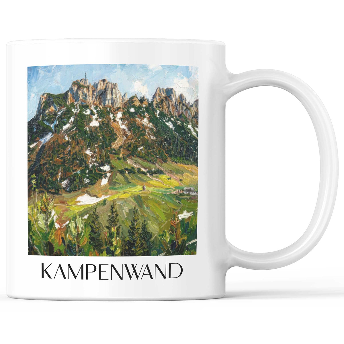 Kampenwand Kaffeebecher - Chiemgau - Deutschland Becher - Kaffeetasse im Ölgemälde Stil - favplace