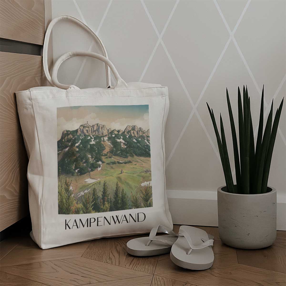 kampenwand-chiemgau-deutschland-einkaufstasche-aquarell