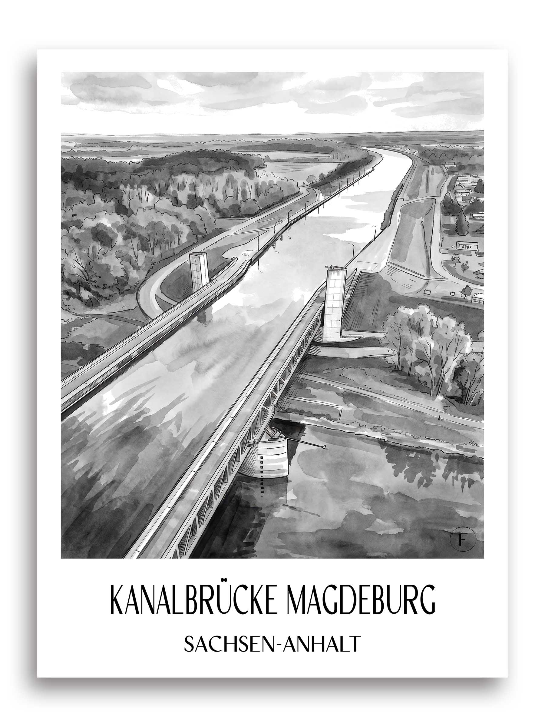 kanalbrücke-magdeburg-sachsen-anhalt-deutschland-poster-aquarell-schwarz-weiss