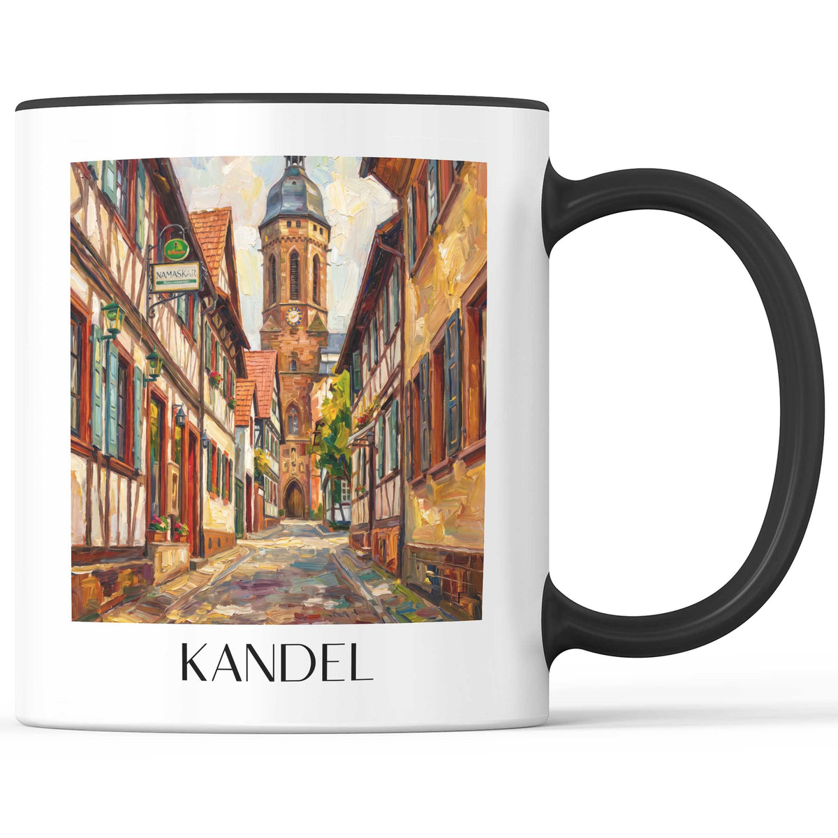 Kandel Kaffeebecher - Südpfalz - Deutschland Becher - Kaffeetasse im Ölgemälde Stil