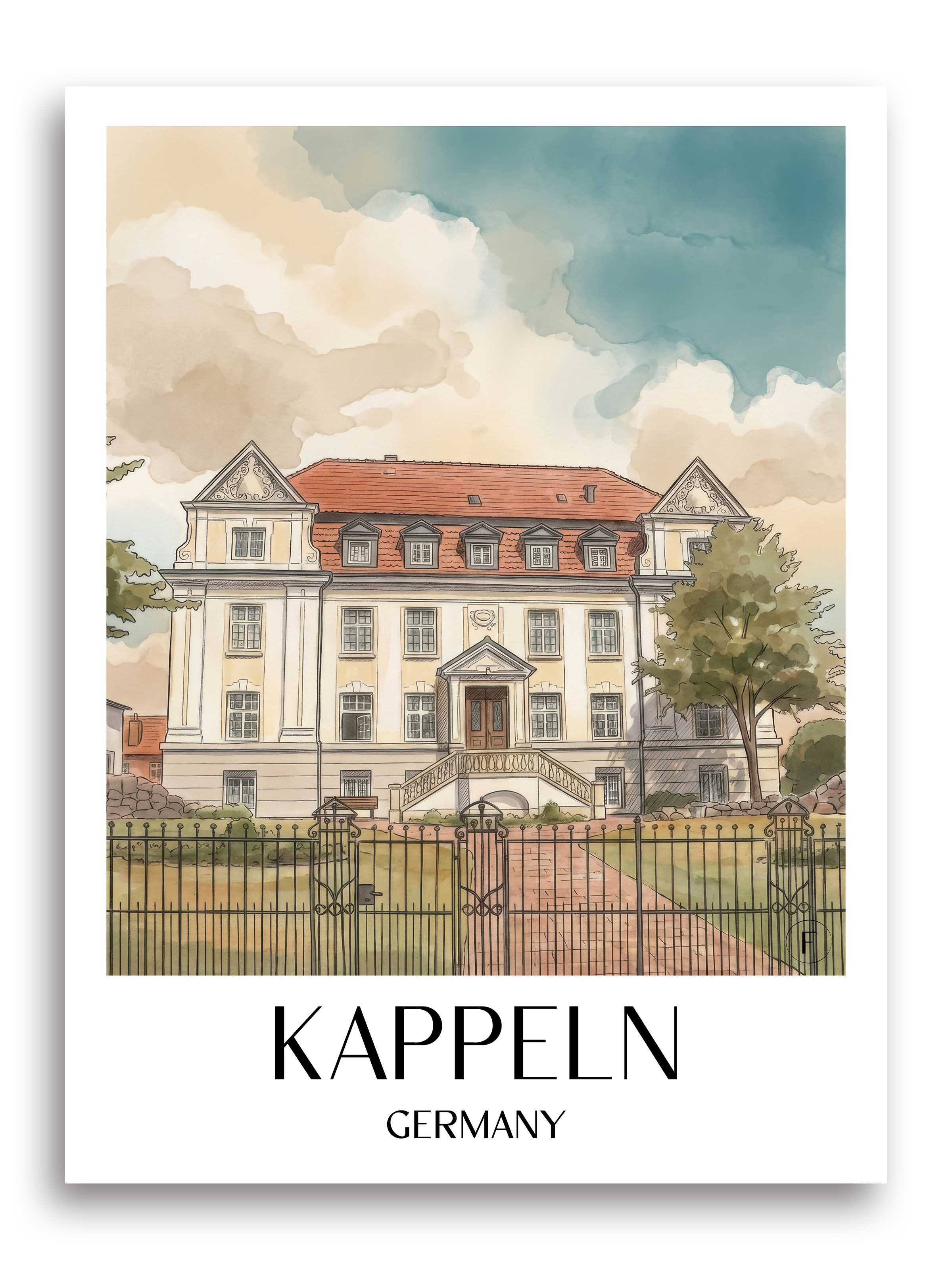 Kappeln Poster - Schleswig - Deutschland Kunstdruck - Aquarell von A4 bis A1 - favplace