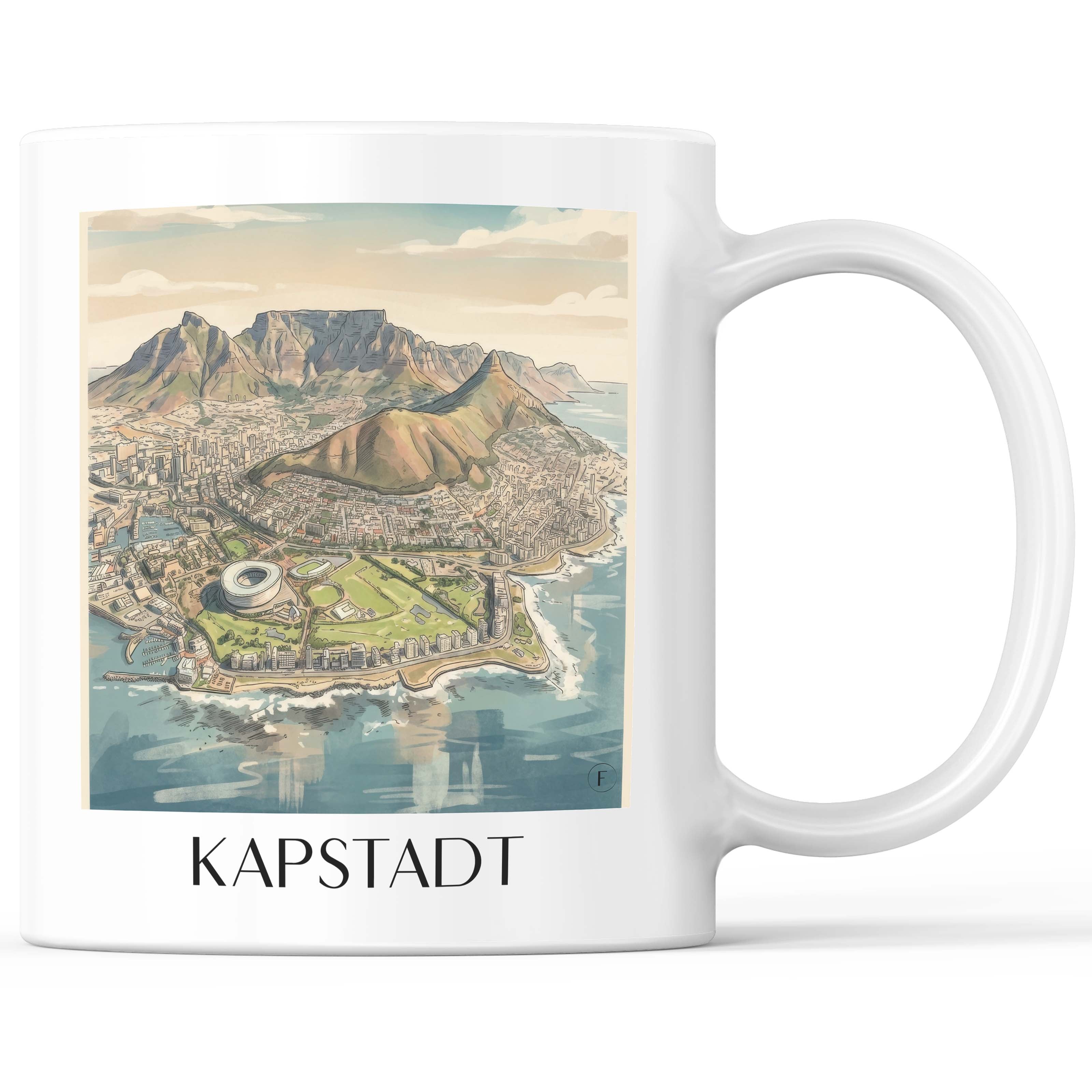 Kapstadt - Südafrika Becher - Kaffeetasse im Aquarell Stil - favplace