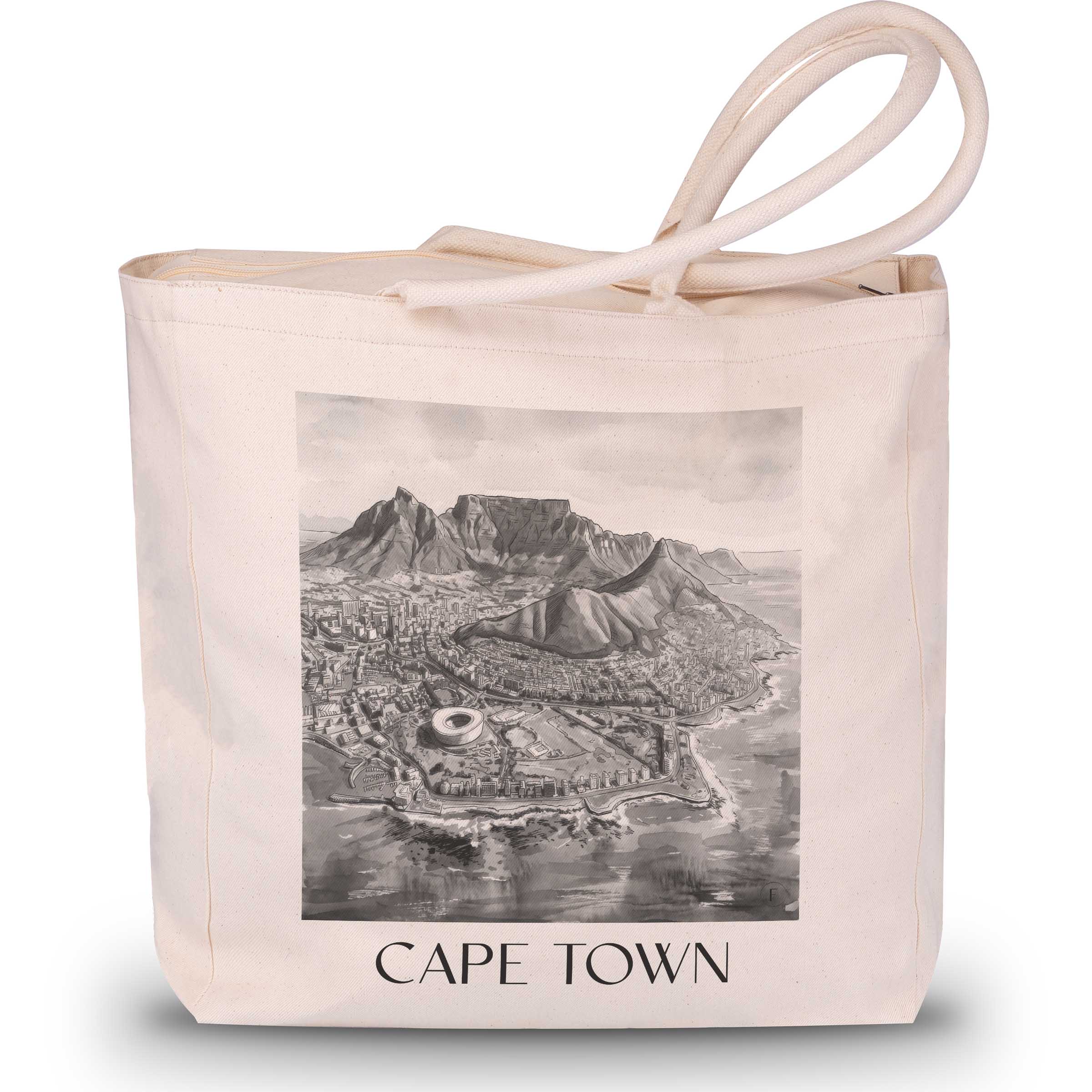 Kapstadt - Südafrika Tote Bag - Einkaufstasche im Aquarell Schwarz-Weiß Stil - favplace