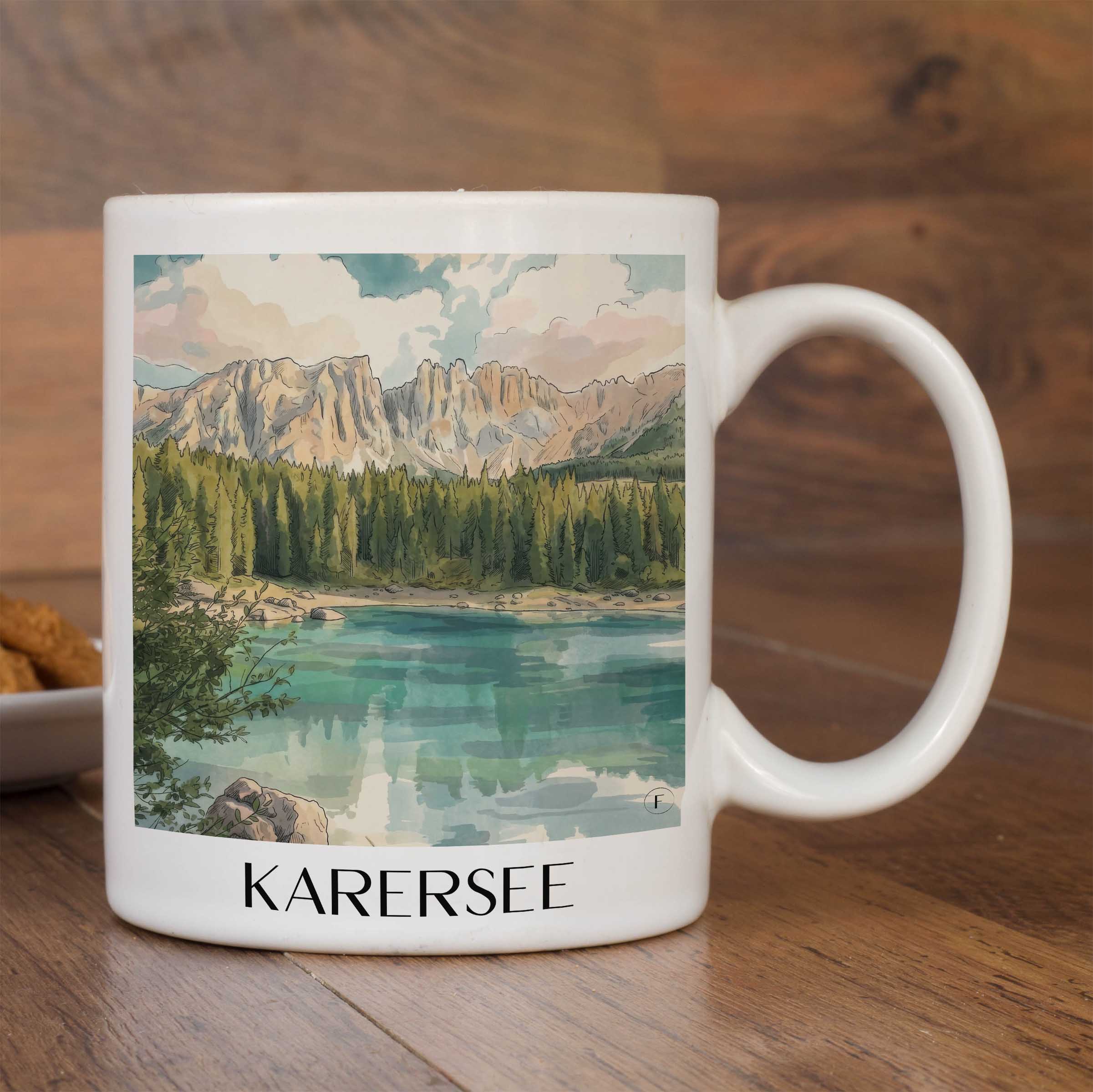 karersee-südtirol-italien-kaffeebecher-aquarell