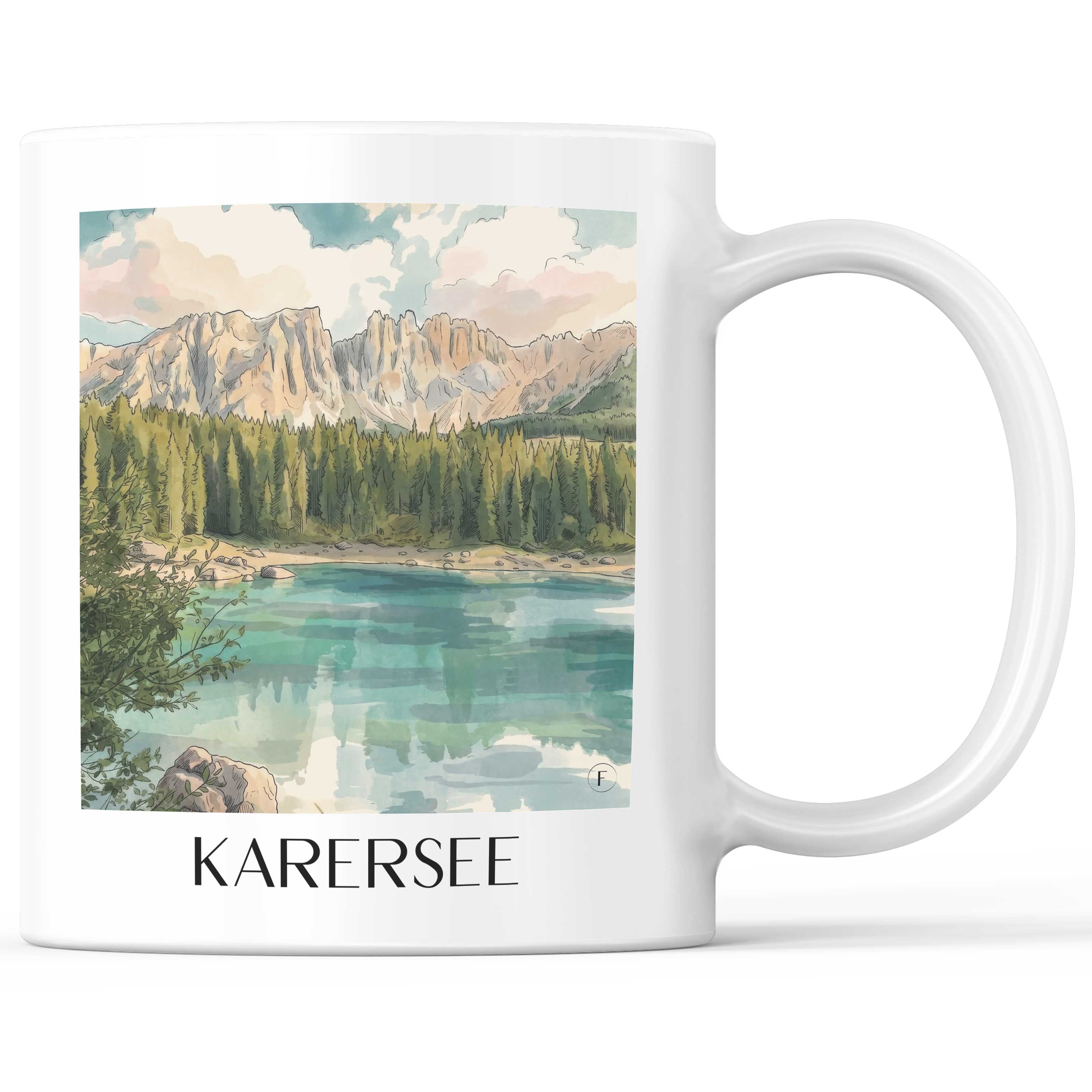 karersee-südtirol-italien-kaffeebecher-aquarell