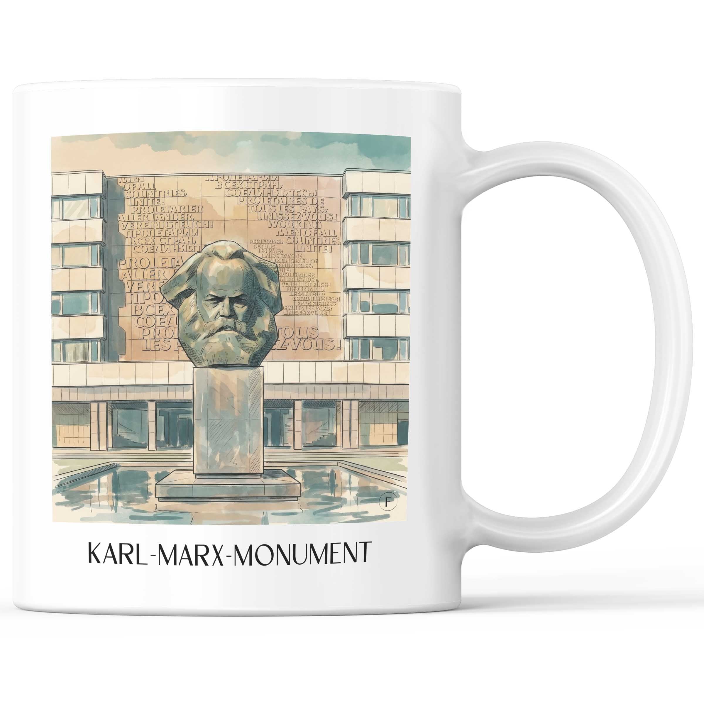 karl-marx-monument-chemnitz-deutschland-kaffeebecher-aquarell