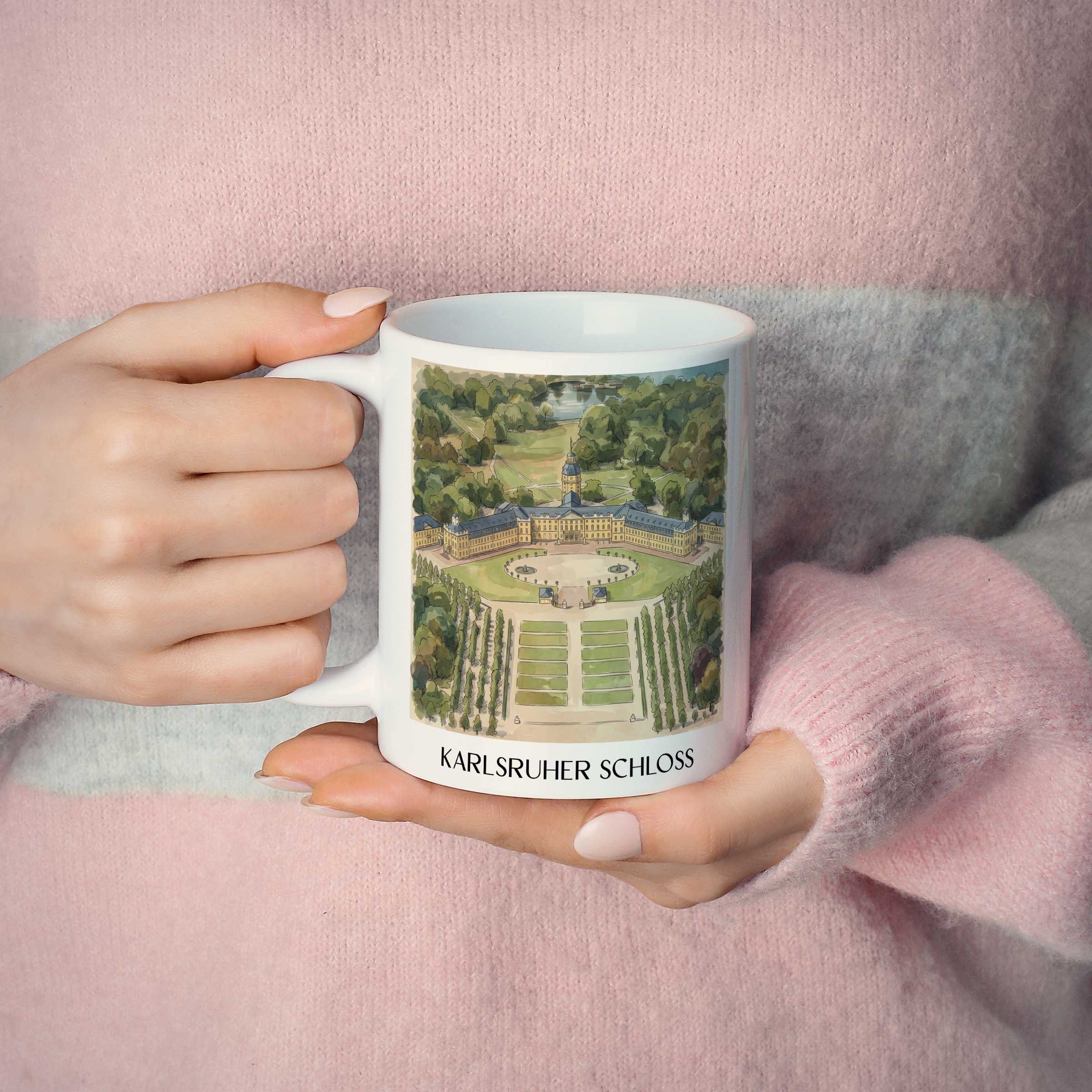 karlsruher-schloss-baden-württemberg-deutschland-kaffeebecher-aquarell
