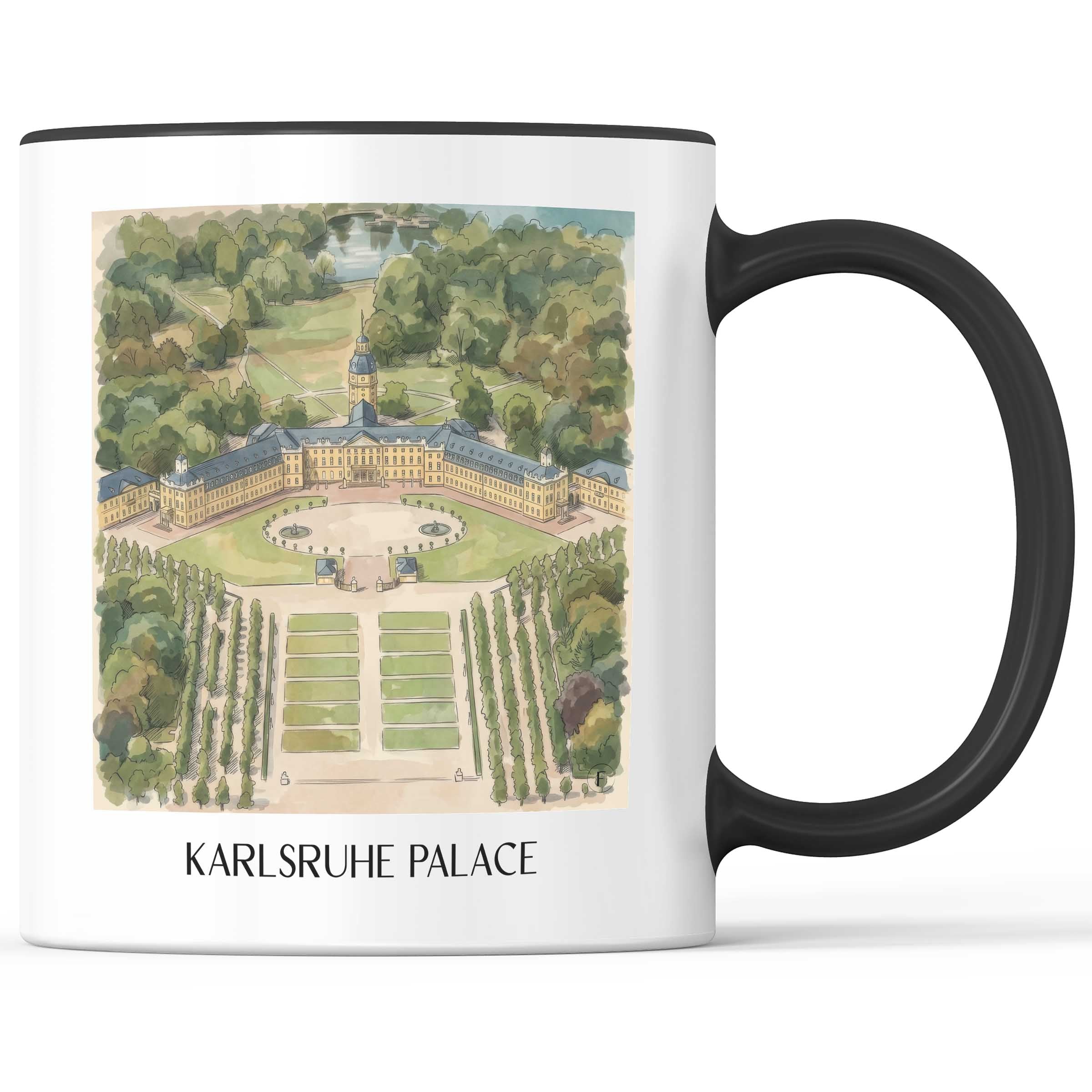 Karlsruher schloss Kaffeebecher - Baden-Württemberg - Deutschland Becher - Kaffeetasse im Aquarell Stil - favplace