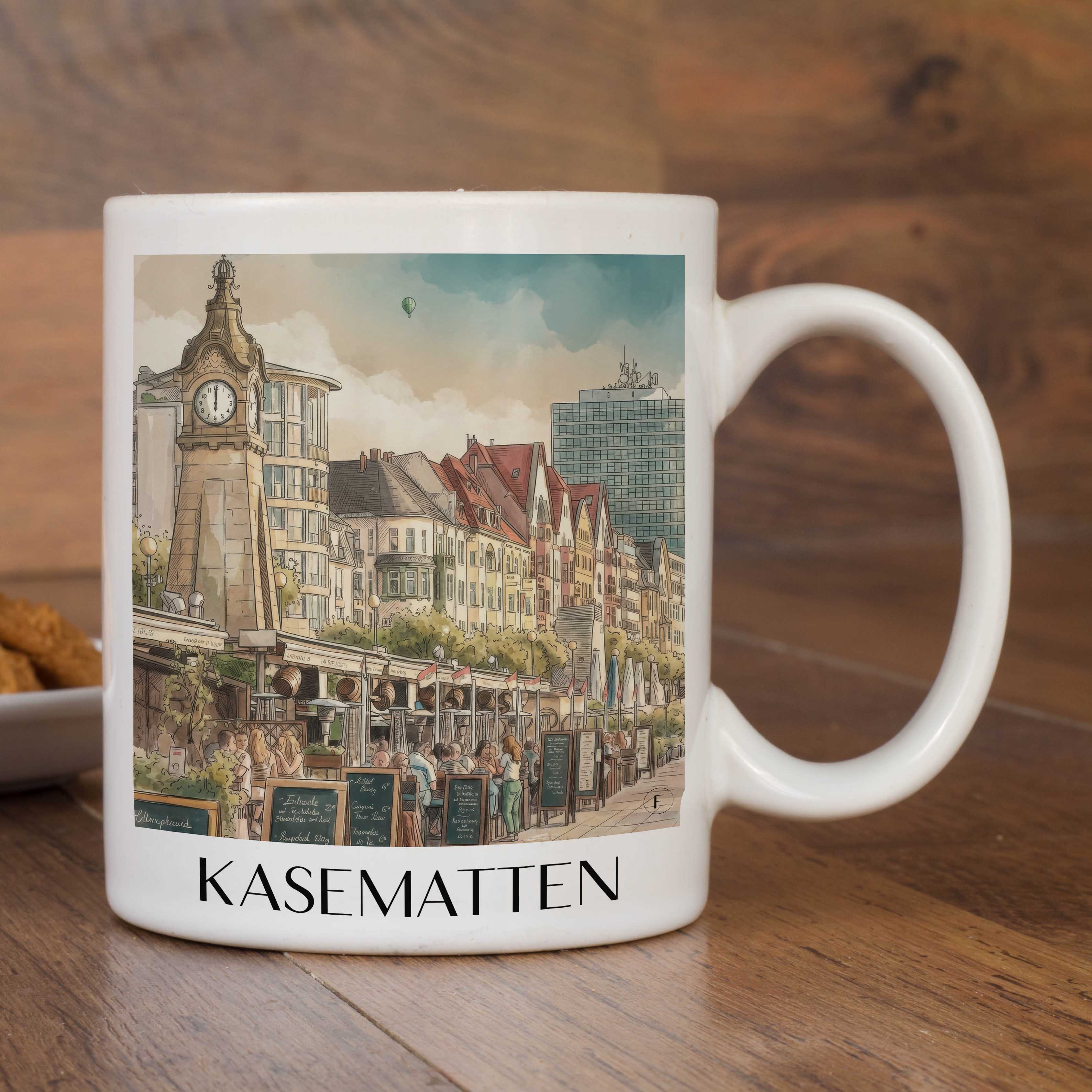kasematten-düsseldorf-deutschland-kaffeebecher-aquarell