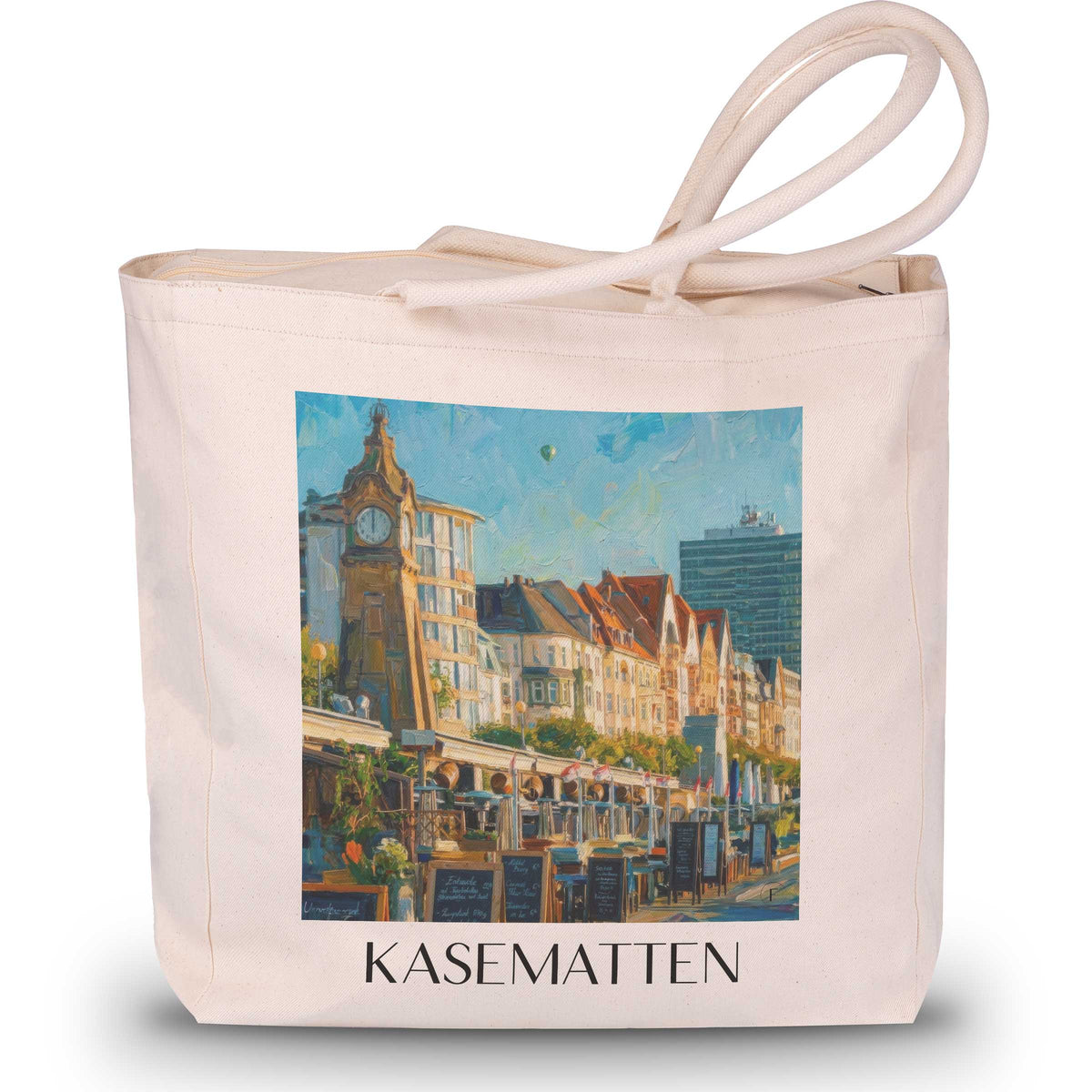kasematten-düsseldorf-deutschland-einkaufstasche-oil-painting-oelgemaelde