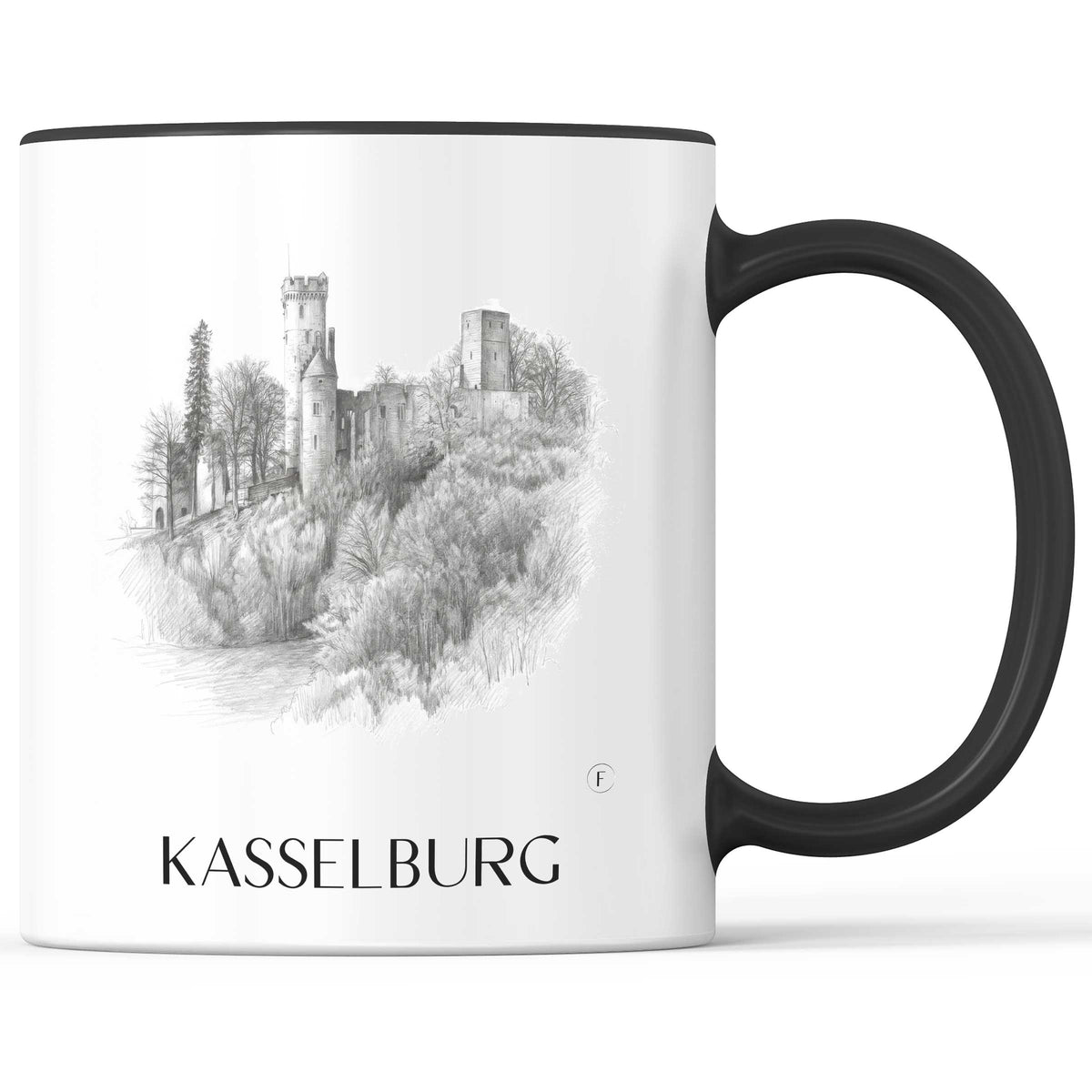 Kasselburg Kaffeebecher - Eifel - Deutschland Becher - Kaffeetasse im Zeichnung Stil - favplace