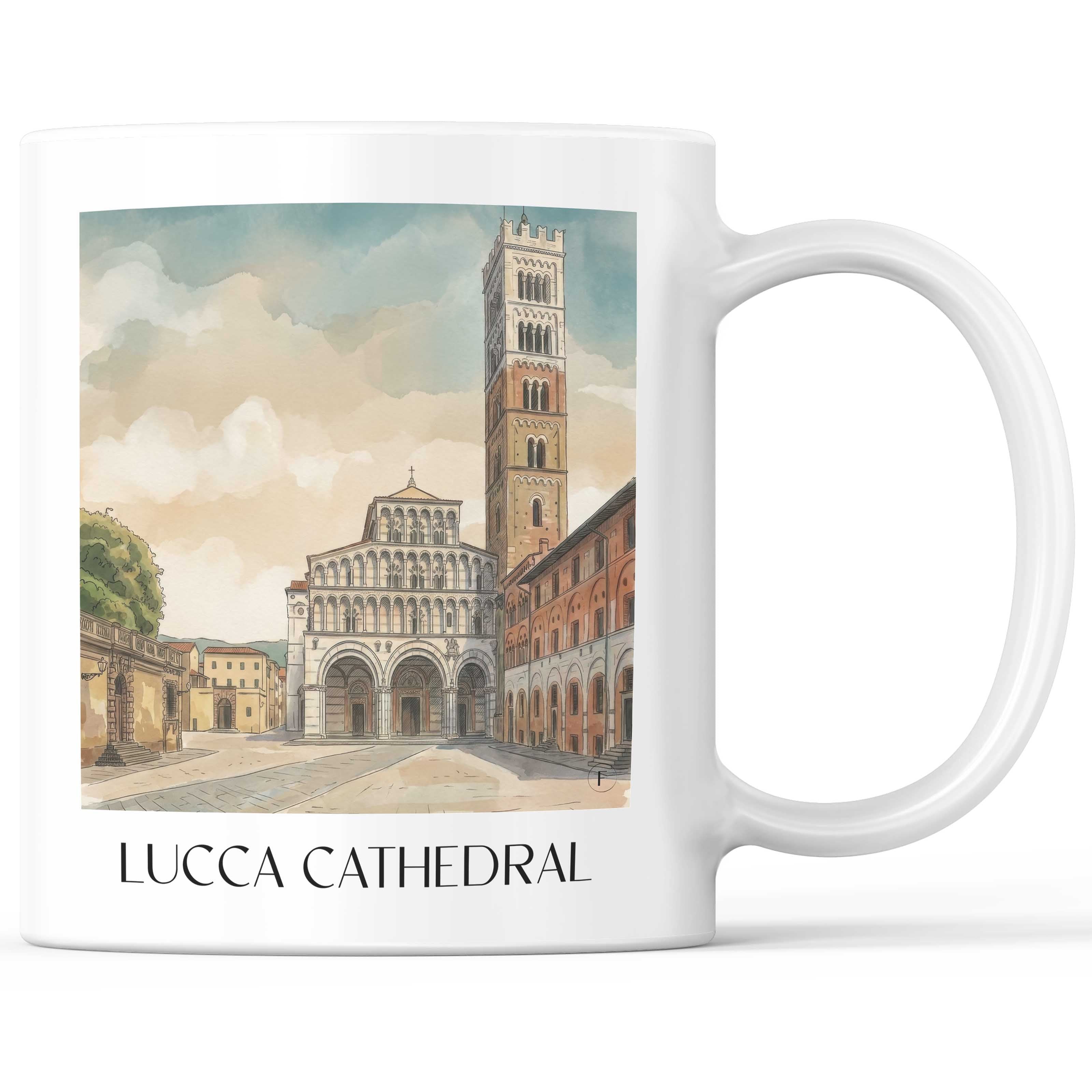 Kathedrale Von Lucca Kaffeebecher - Toskana - Italien Becher - Kaffeetasse im Aquarell Stil - favplace