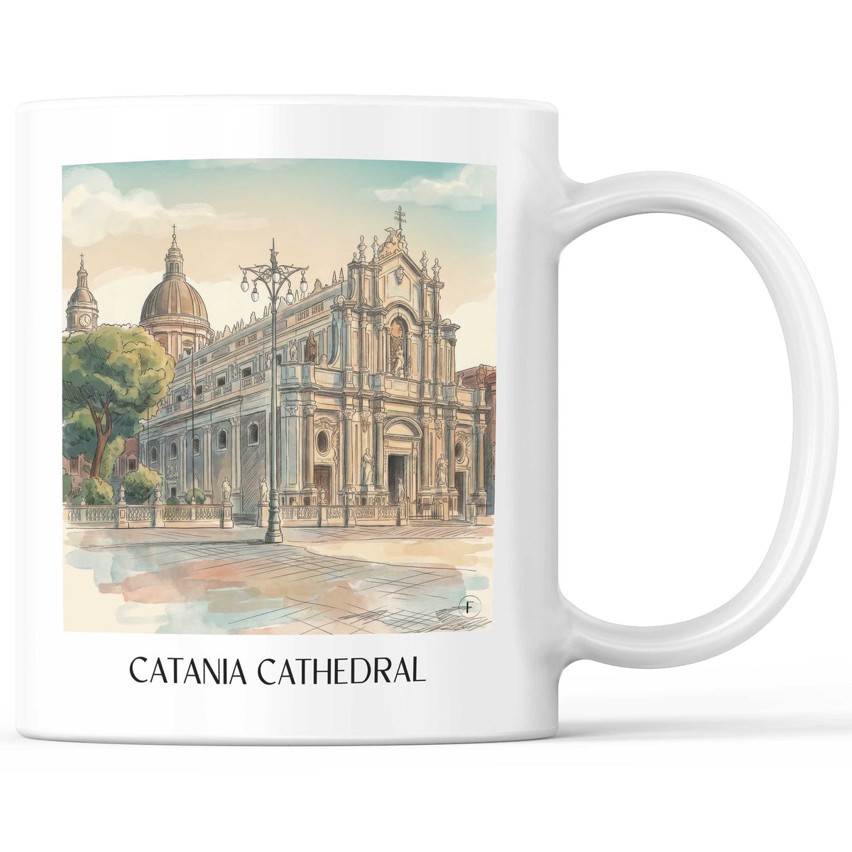 Kathedrale von Catania Kaffeebecher - Sizilien - Italien Becher - Kaffeetasse im Aquarell Stil - favplace