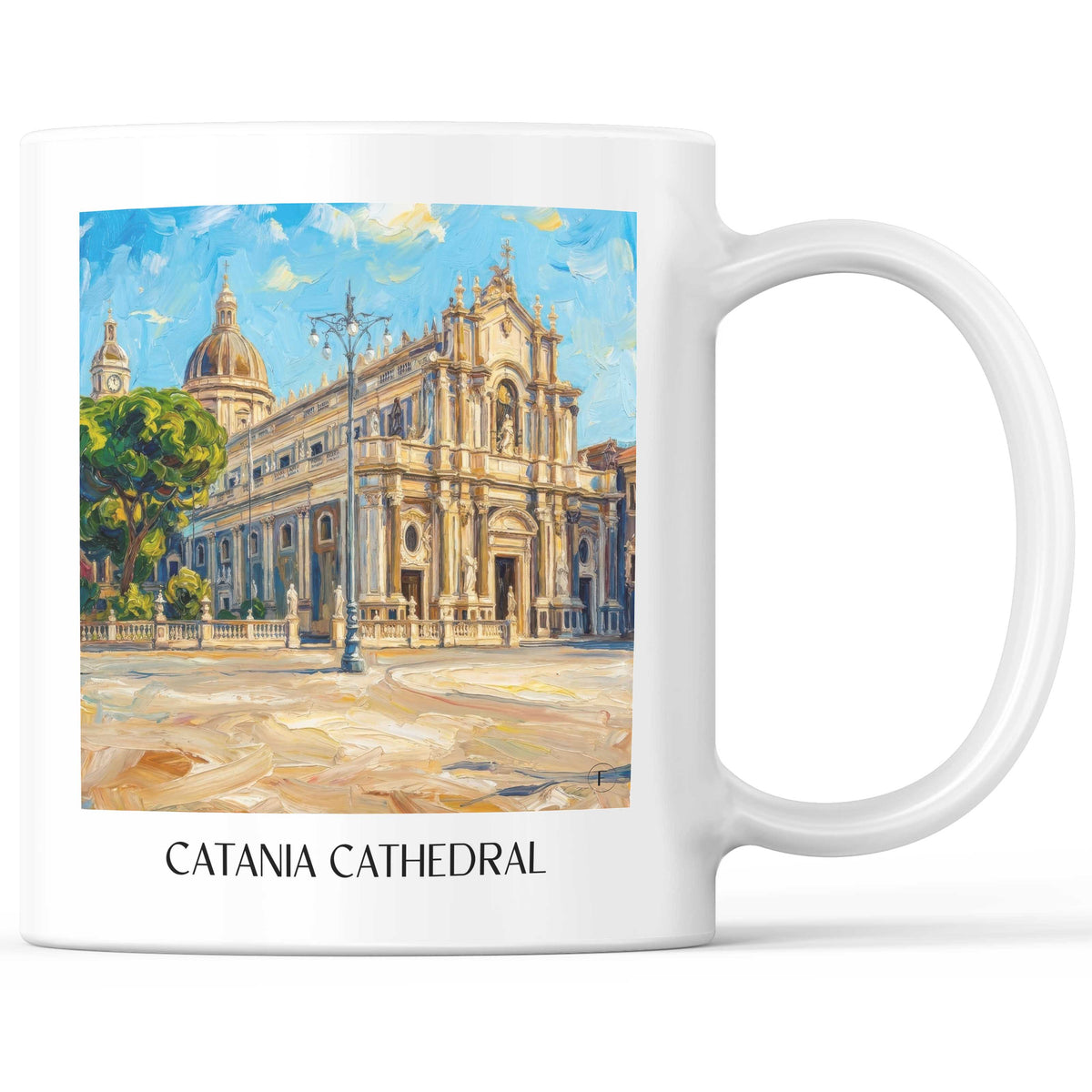 Kathedrale von Catania Kaffeebecher - Sizilien - Italien Becher - Kaffeetasse im Ölgemälde Stil - favplace