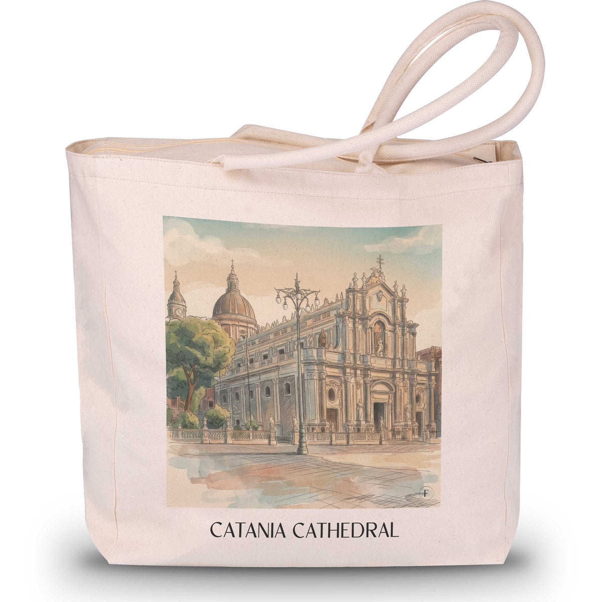 Kathedrale von Catania Shopping Tasche - Sizilien - Italien Tote Bag - Einkaufstasche im Aquarell Stil - favplace