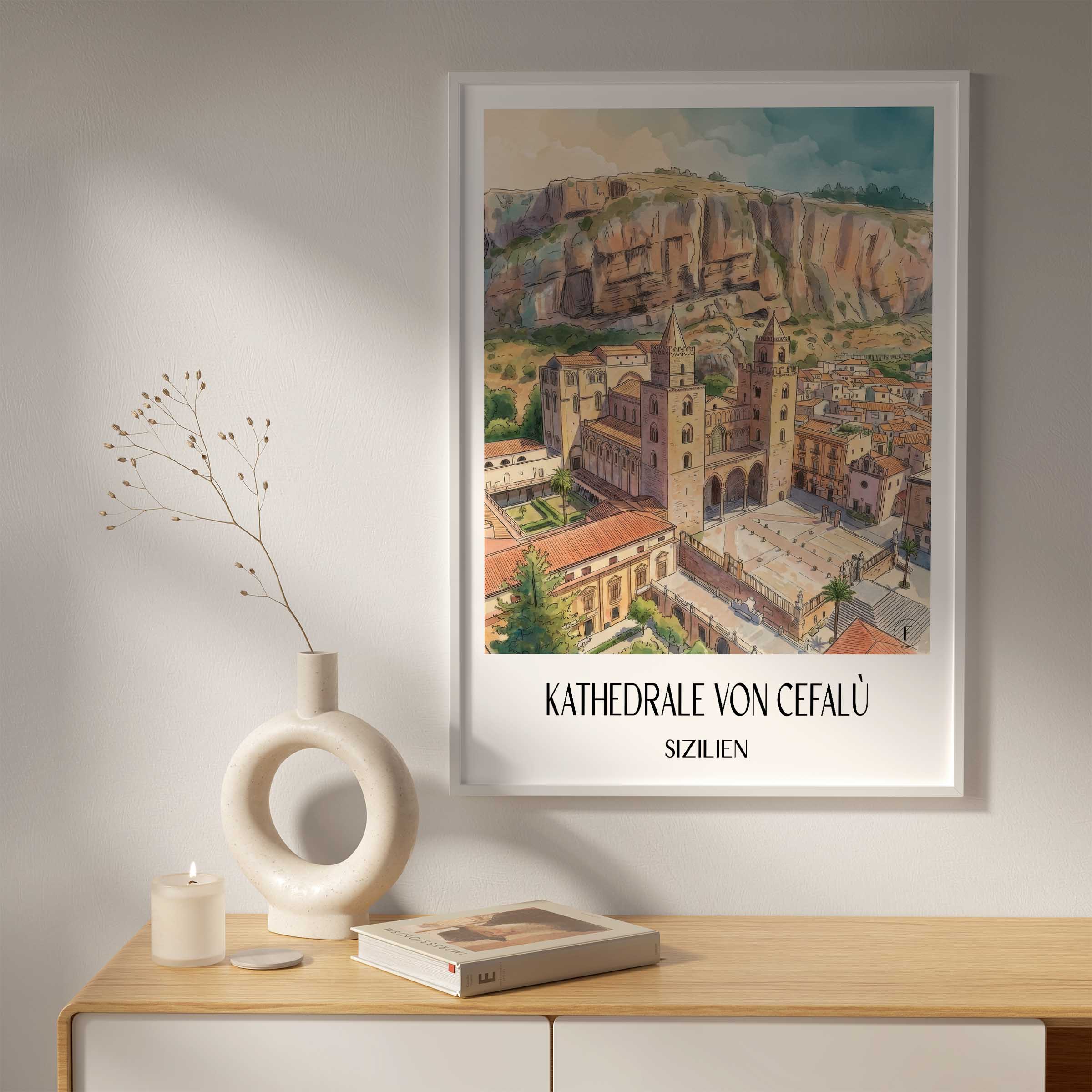 kathedrale-von-cefalù-sizilien-italien-poster-aquarell