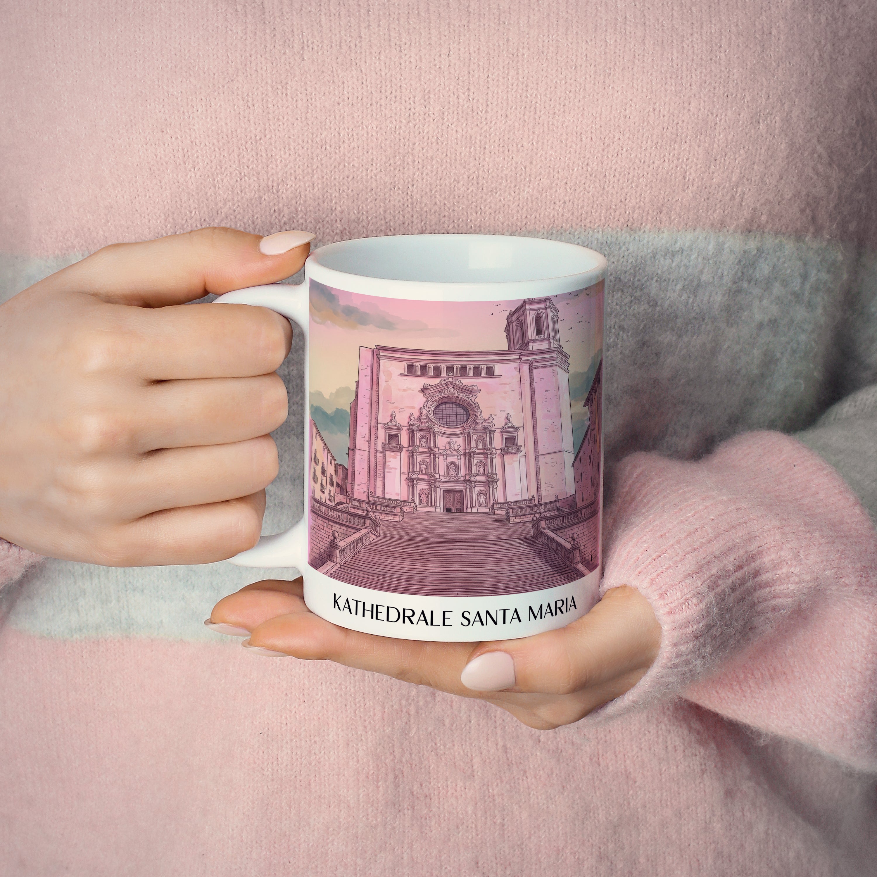 kathedrale-von-girona-spanien-spanien-und-spanien-kaffeebecher-aquarell-pink-rosa