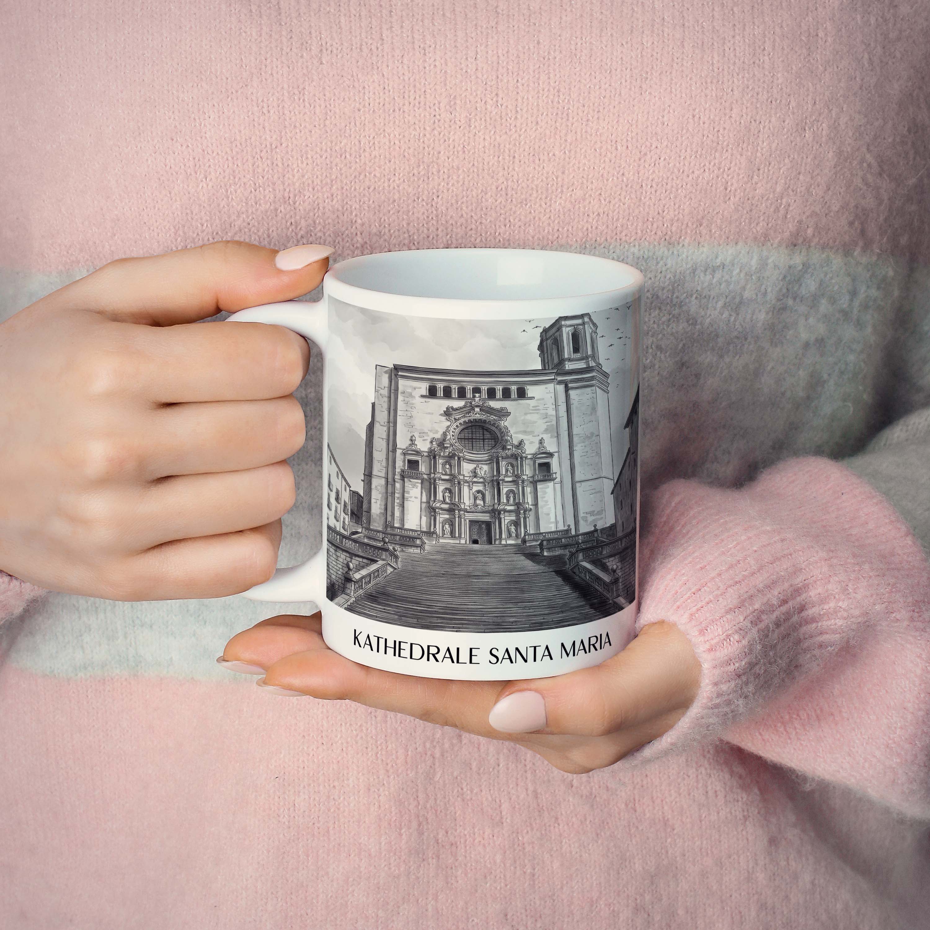 kathedrale-von-girona-spanien-spanien-und-spanien-kaffeebecher-aquarell-schwarz-weiss