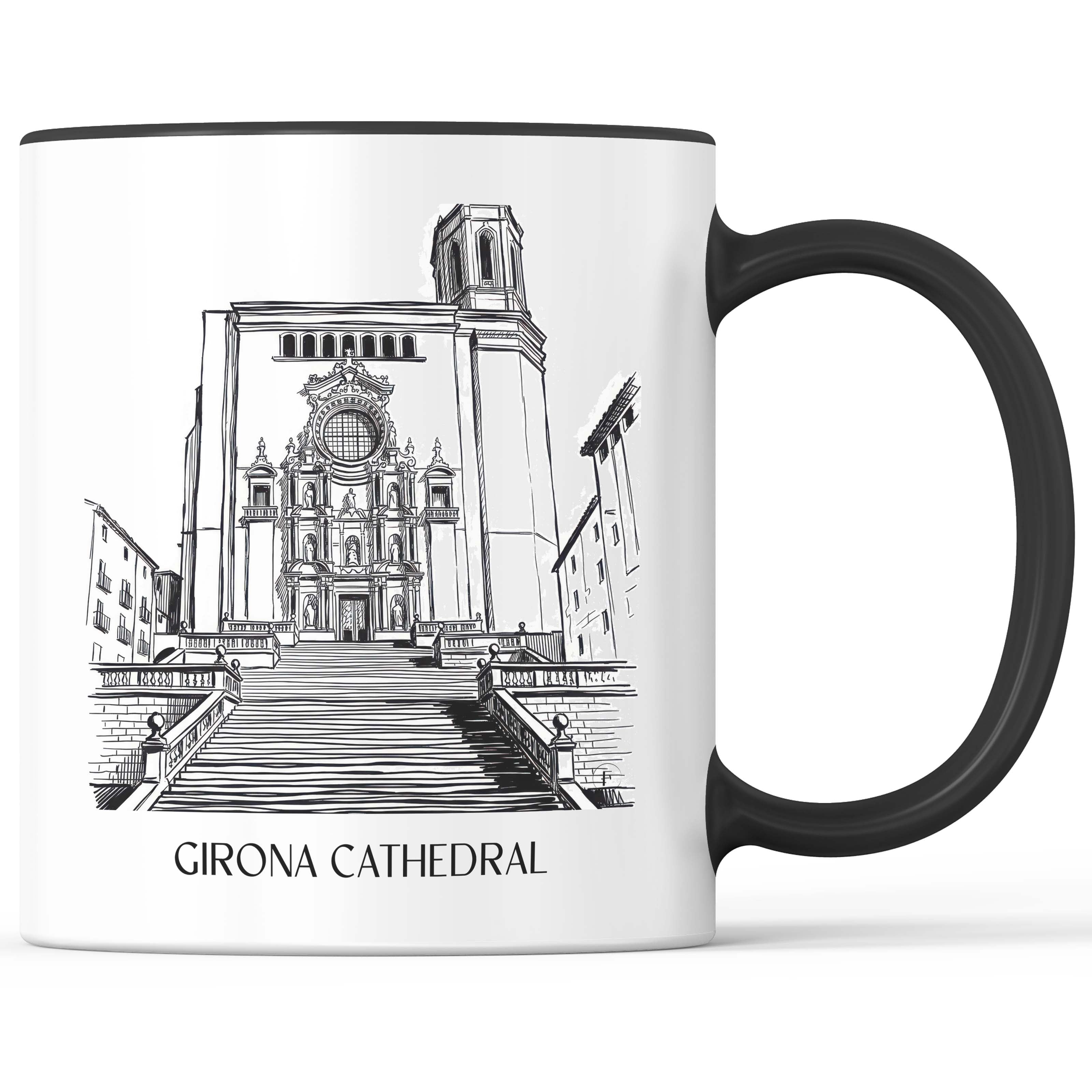Kathedrale von Girona Kaffeebecher - Spanien - Spanien und Spanien Becher - Kaffeetasse im Skizze Stil - favplace