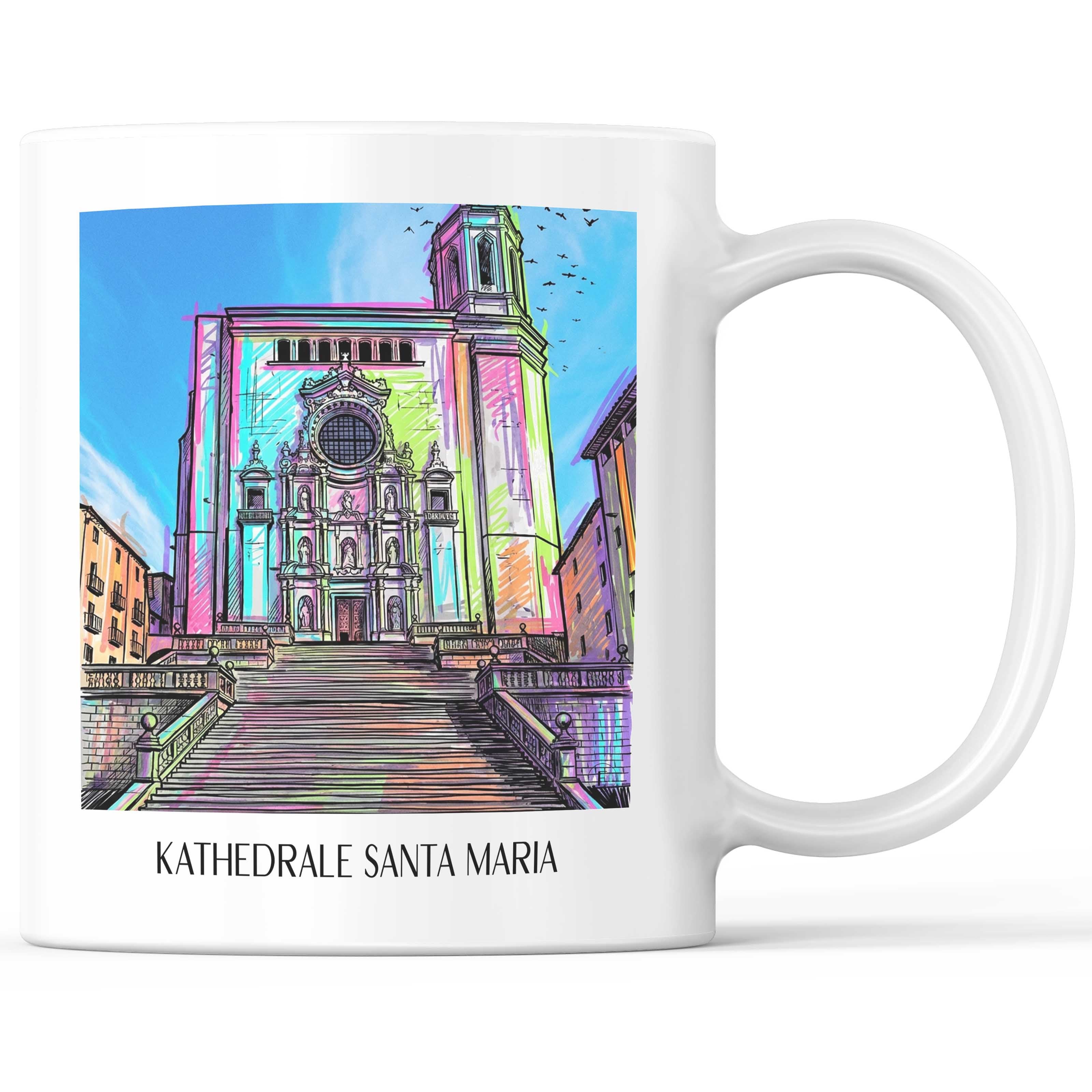 Kathedrale von Girona Kaffeebecher - Spanien - Spanien und Spanien Becher - Kaffeetasse im Tag Graffiti Stil - favplace
