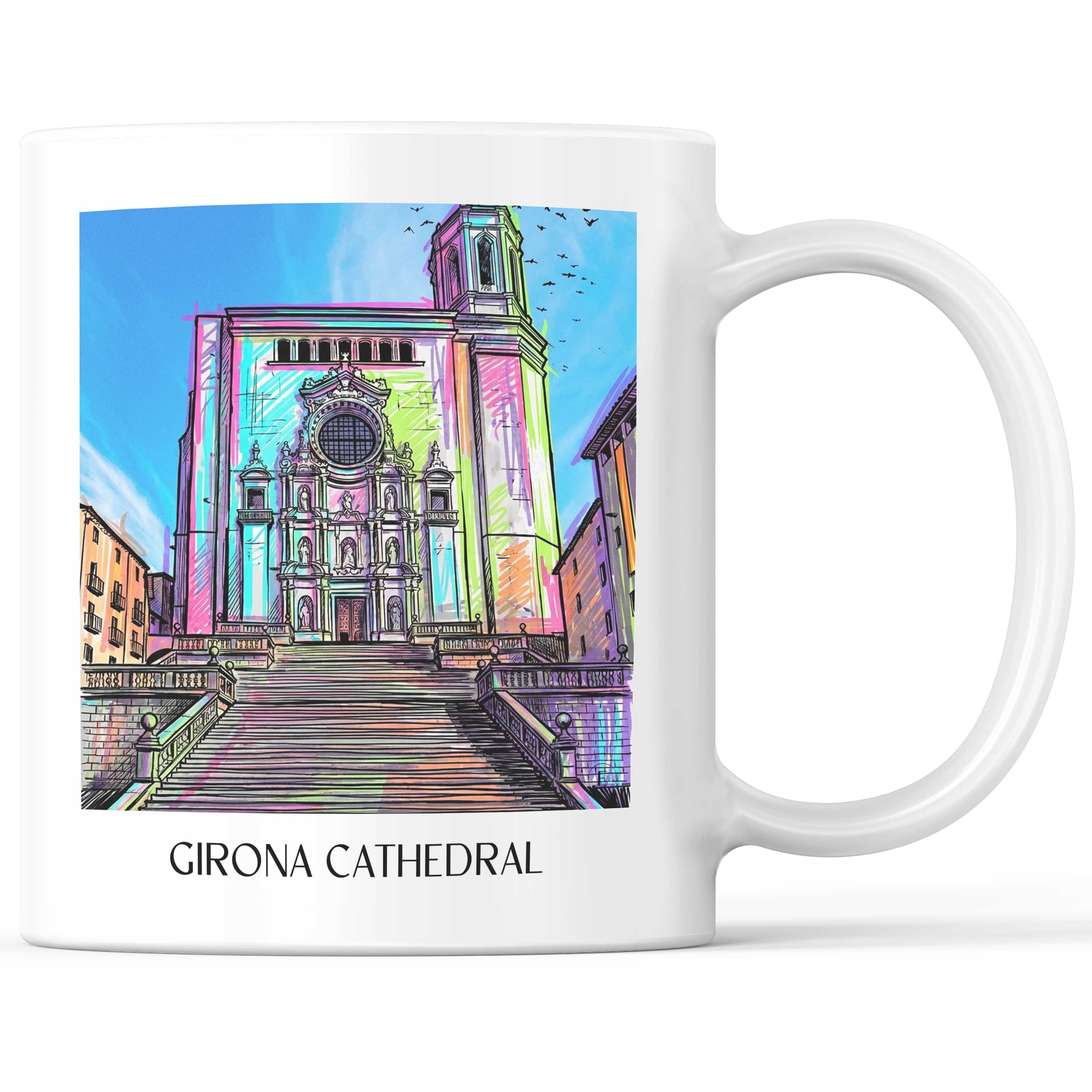 Kathedrale von Girona Kaffeebecher - Spanien - Spanien und Spanien Becher - Kaffeetasse im Tag Graffiti Stil - favplace
