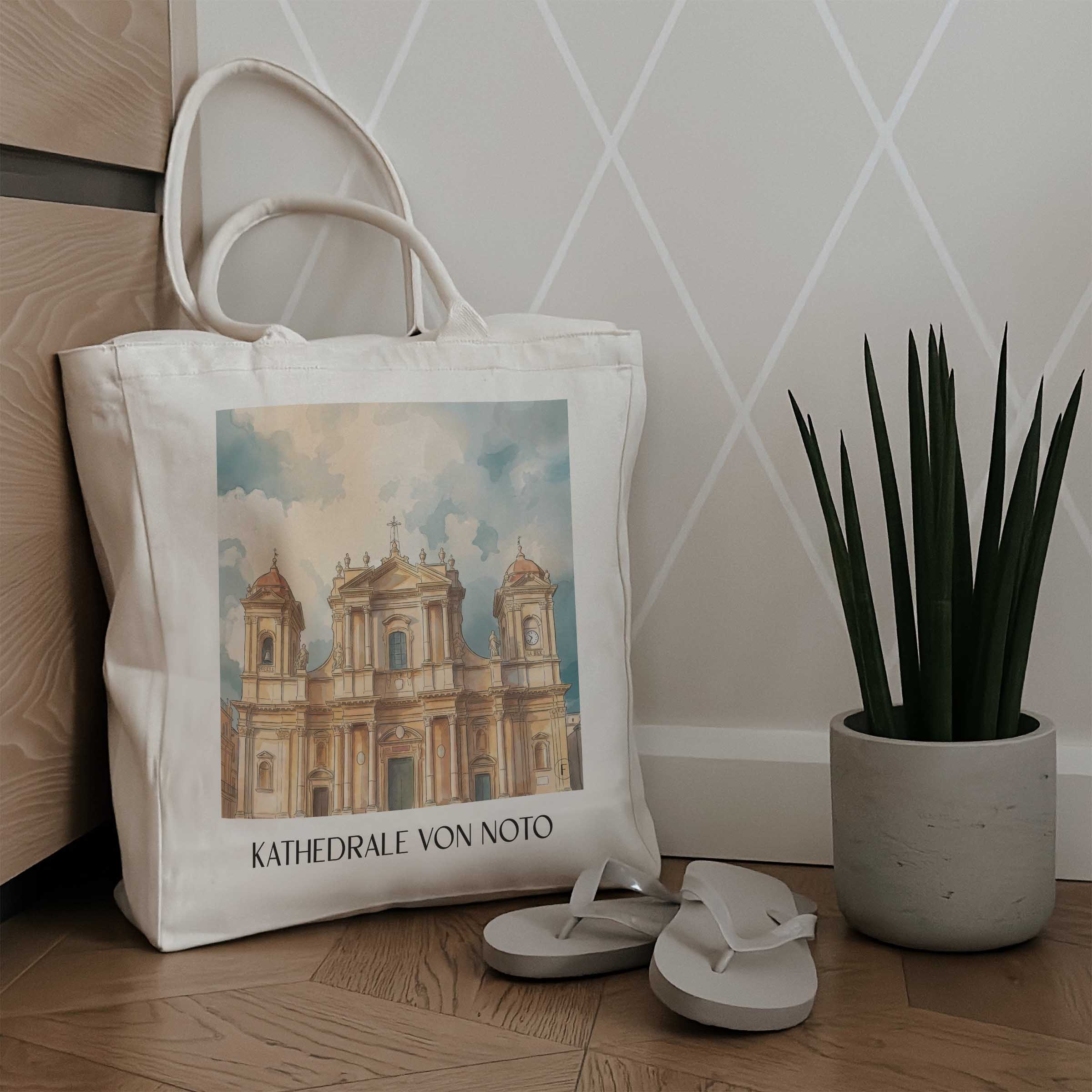 kathedrale-von-noto-sizilien-italien-einkaufstasche-aquarell