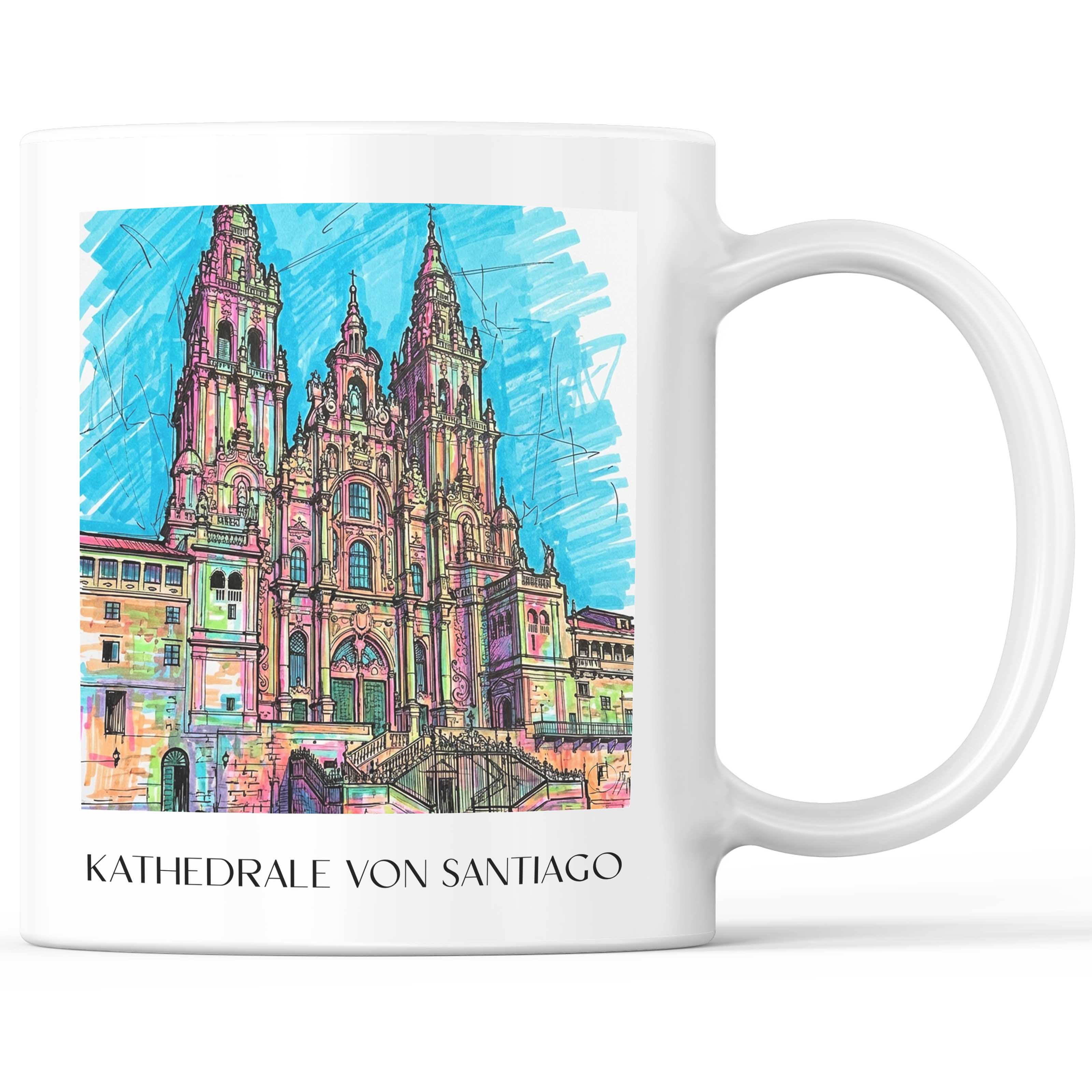 Kathedrale von Santiago Kaffeebecher - Spanien - Spanien Becher - Kaffeetasse im Tag Graffiti Stil - favplace