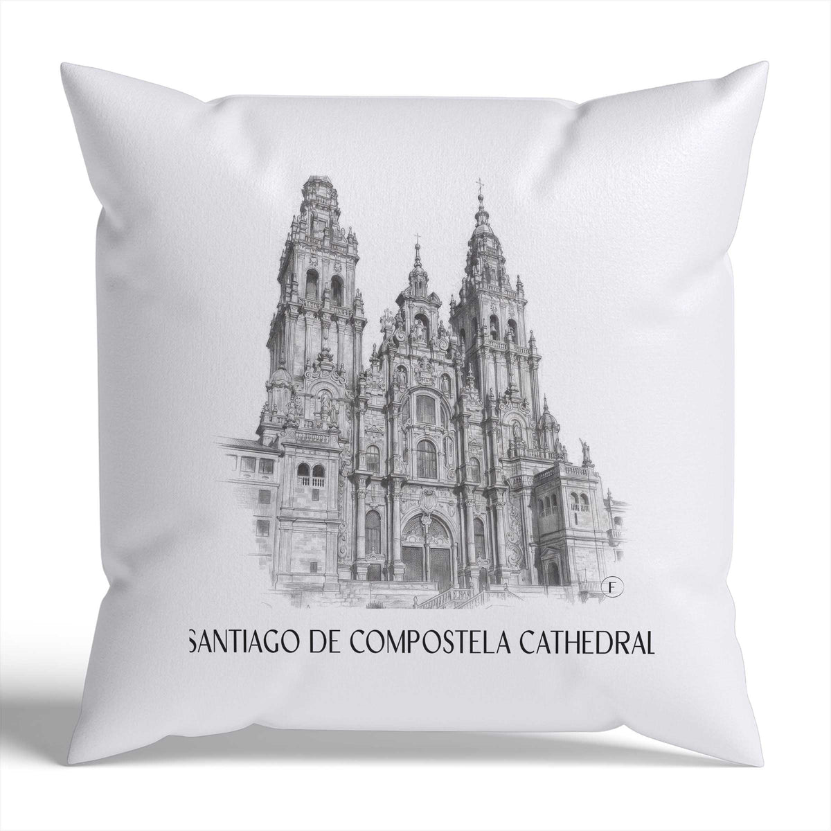 Kathedrale von Santiago Kissenhülle - Zierkissen Bezug - Spanien - Spanien Kissen bzw. Kissenbezug im Zeichnung Stil - favplace