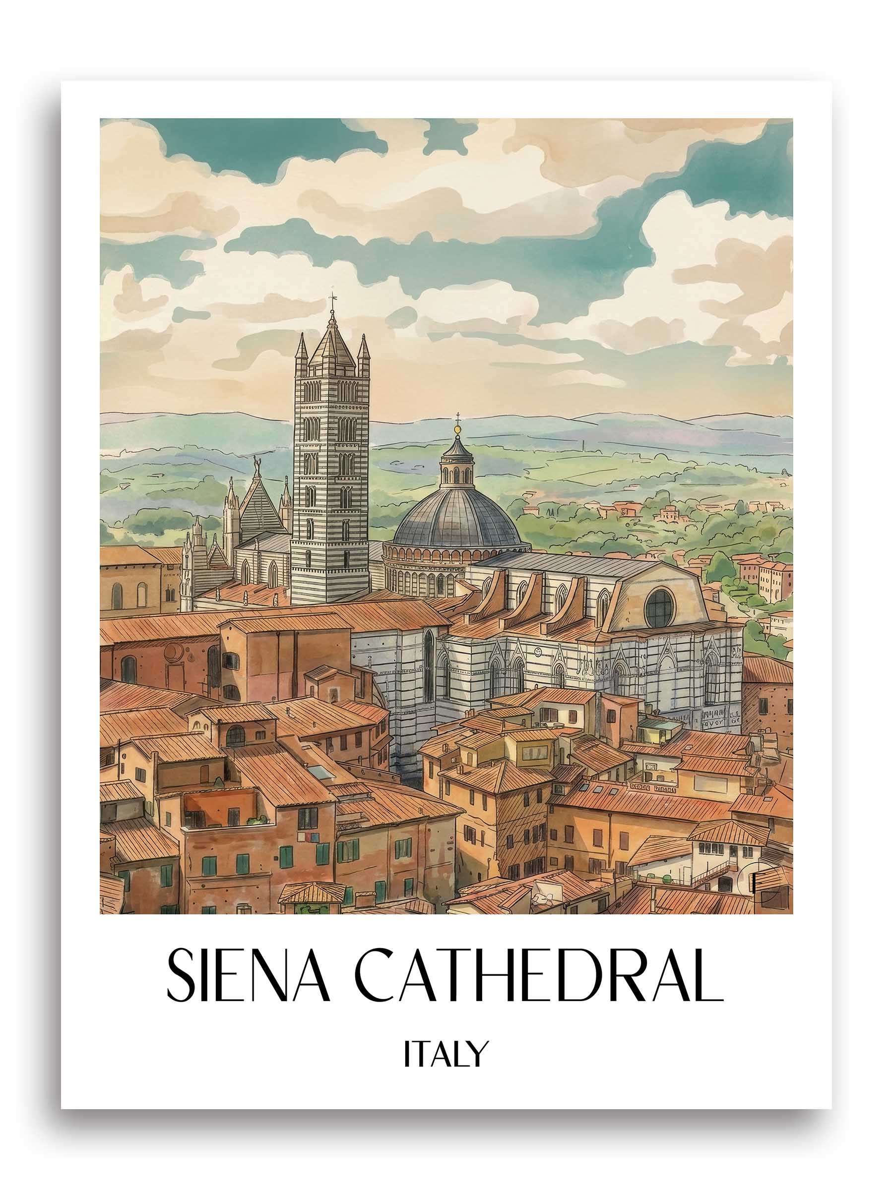 Kathedrale von Siena Poster - Toskana - Italien Kunstdruck - Aquarell von A4 bis A1 - favplace