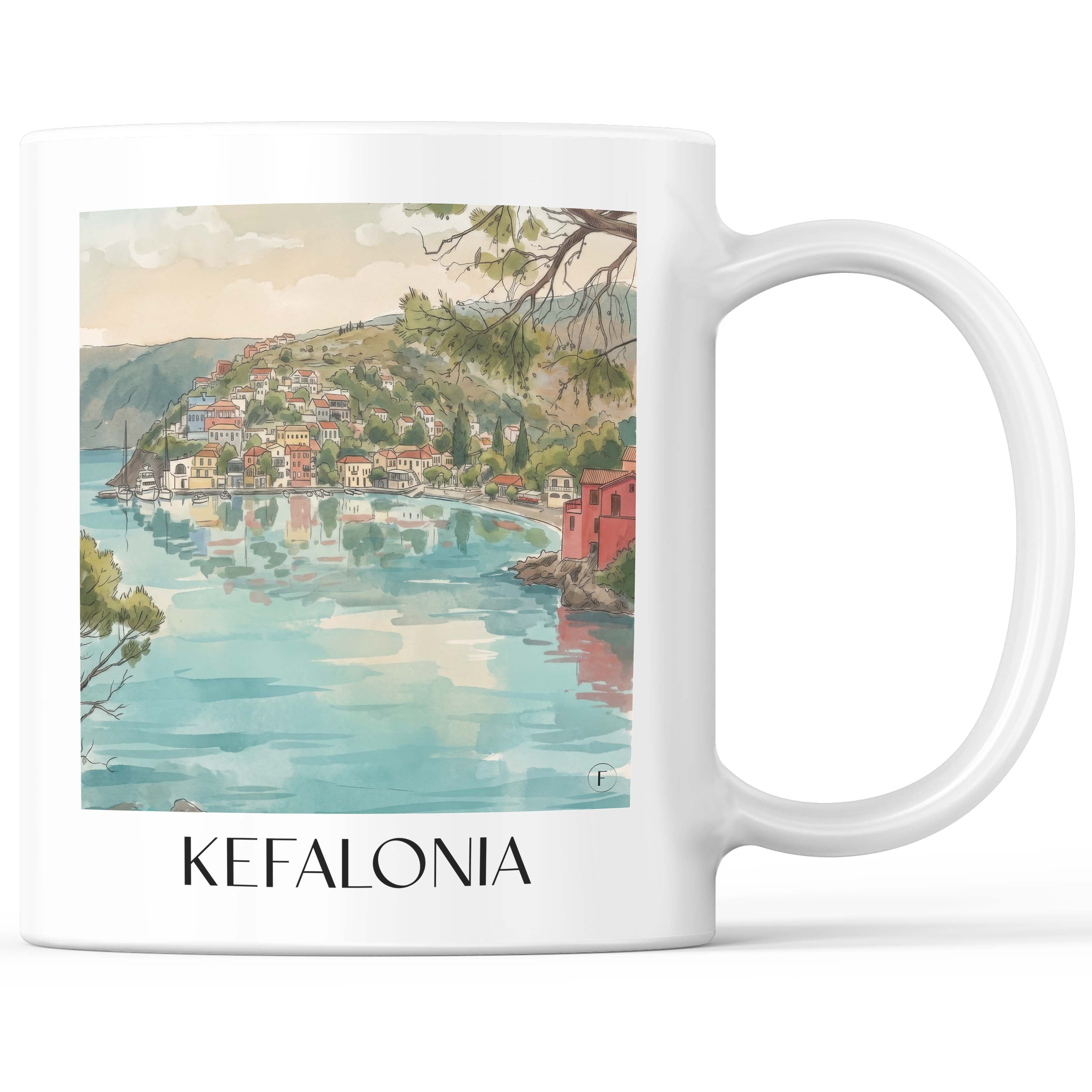 Kefalonia - Griechenland Becher - Kaffeetasse im Aquarell Stil - favplace
