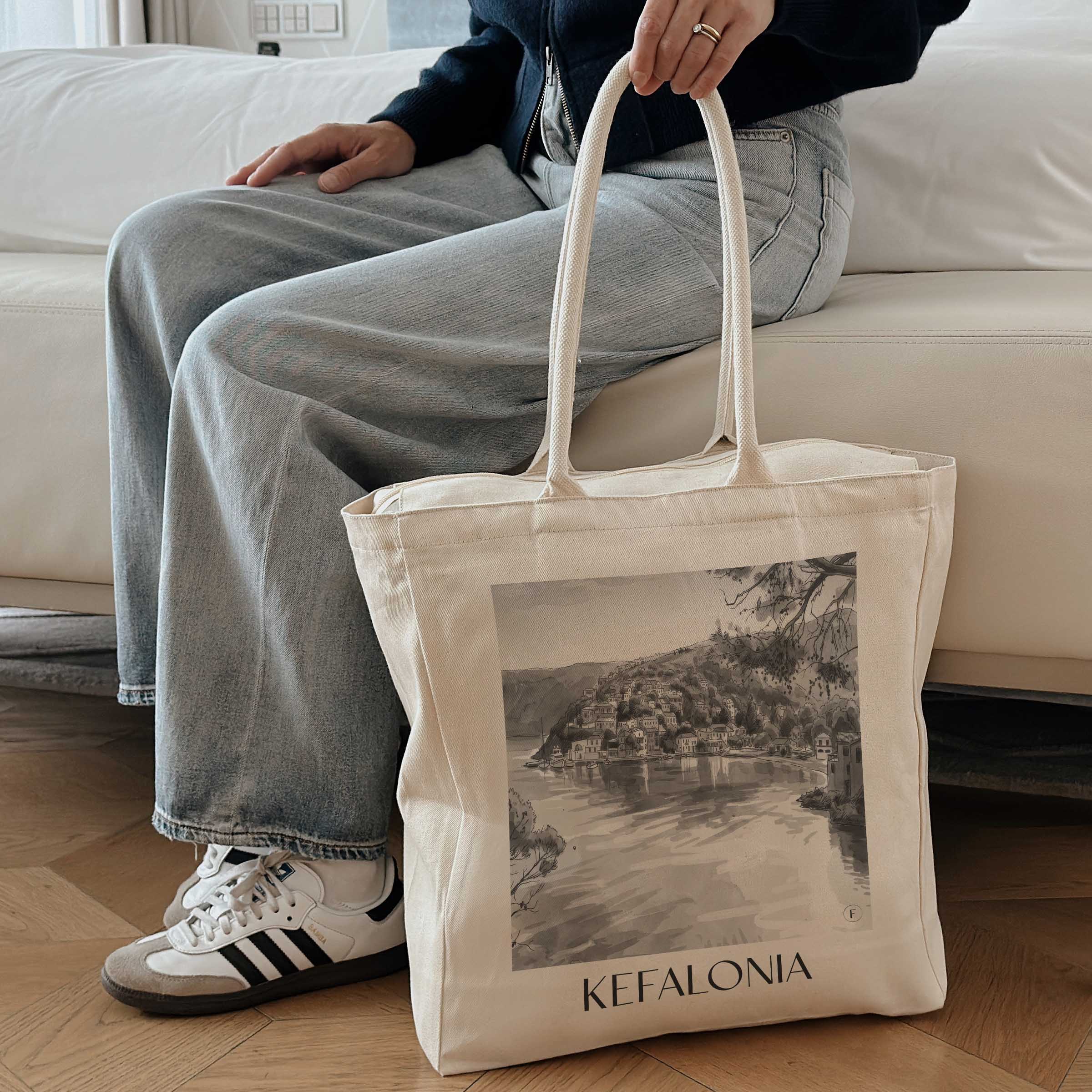kefalonia-griechenland-einkaufstasche-aquarell-schwarz-weiss