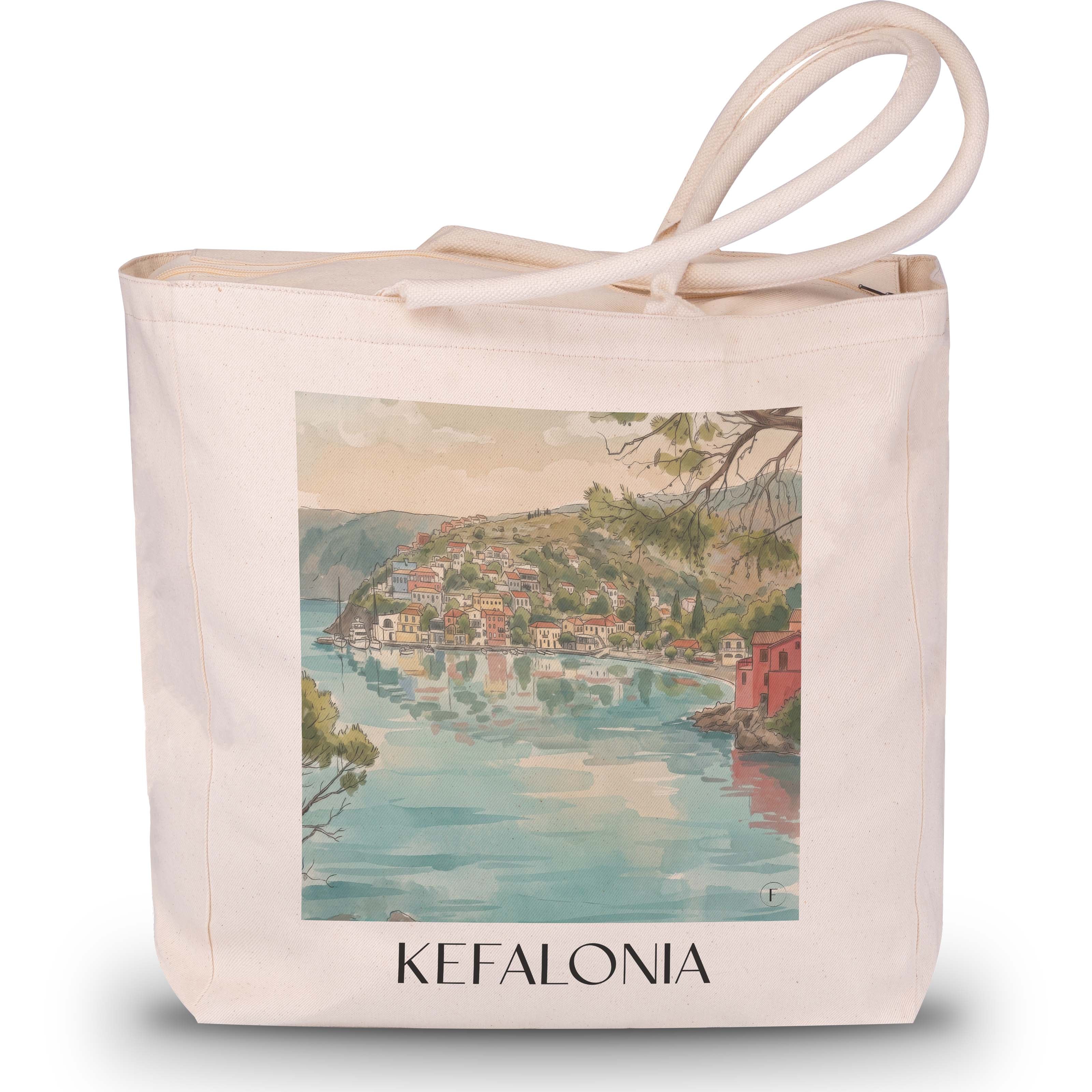 Kefalonia - Griechenland Tote Bag - Einkaufstasche im Aquarell Stil - favplace