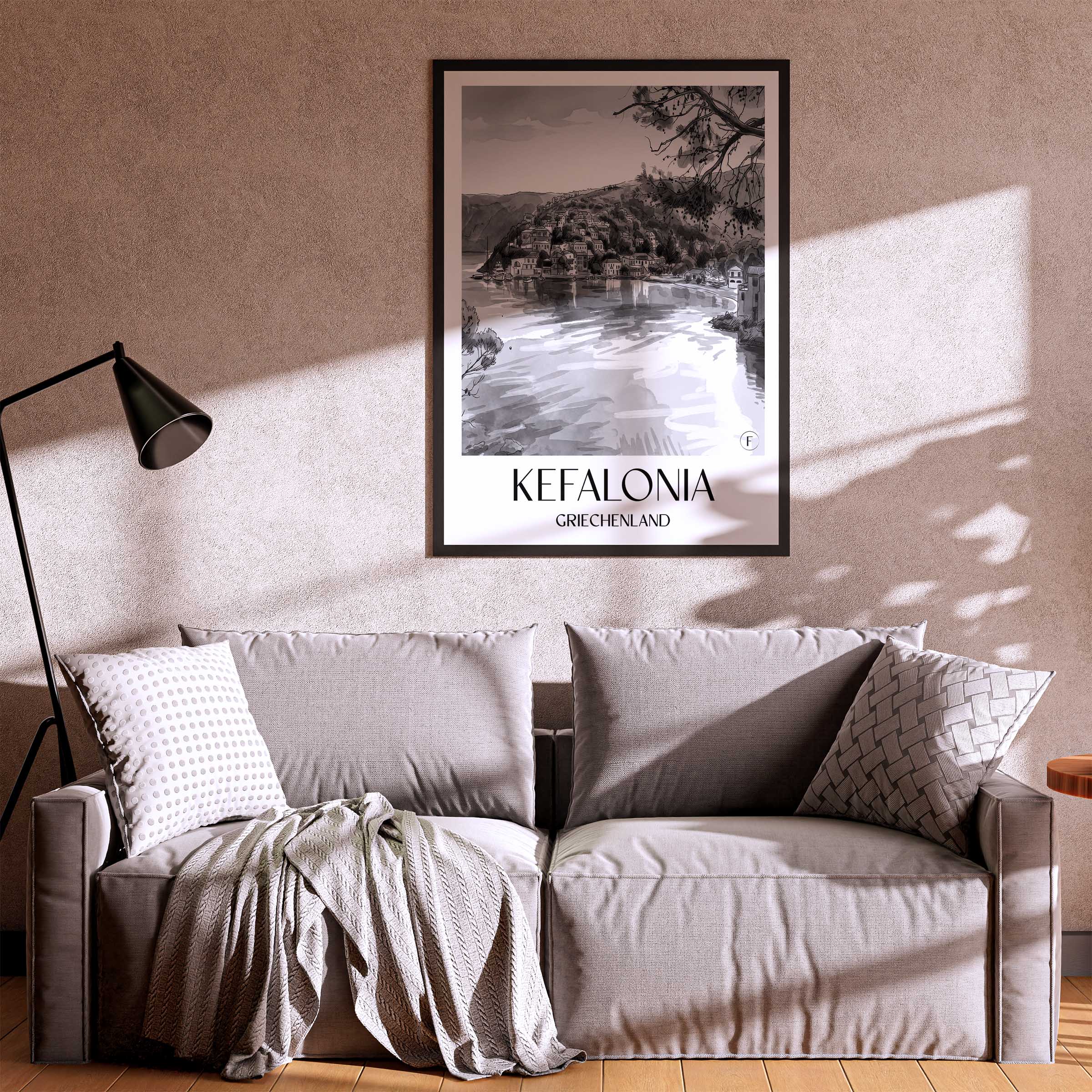 kefalonia-griechenland-poster-aquarell-schwarz-weiss