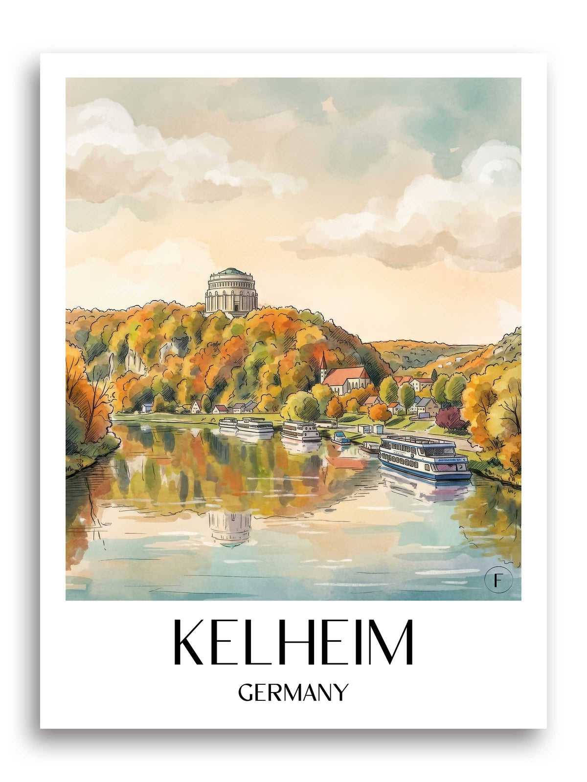 Kelheim Poster - Altmühltal - Deutschland Kunstdruck - Aquarell von A4 bis A1 - favplace