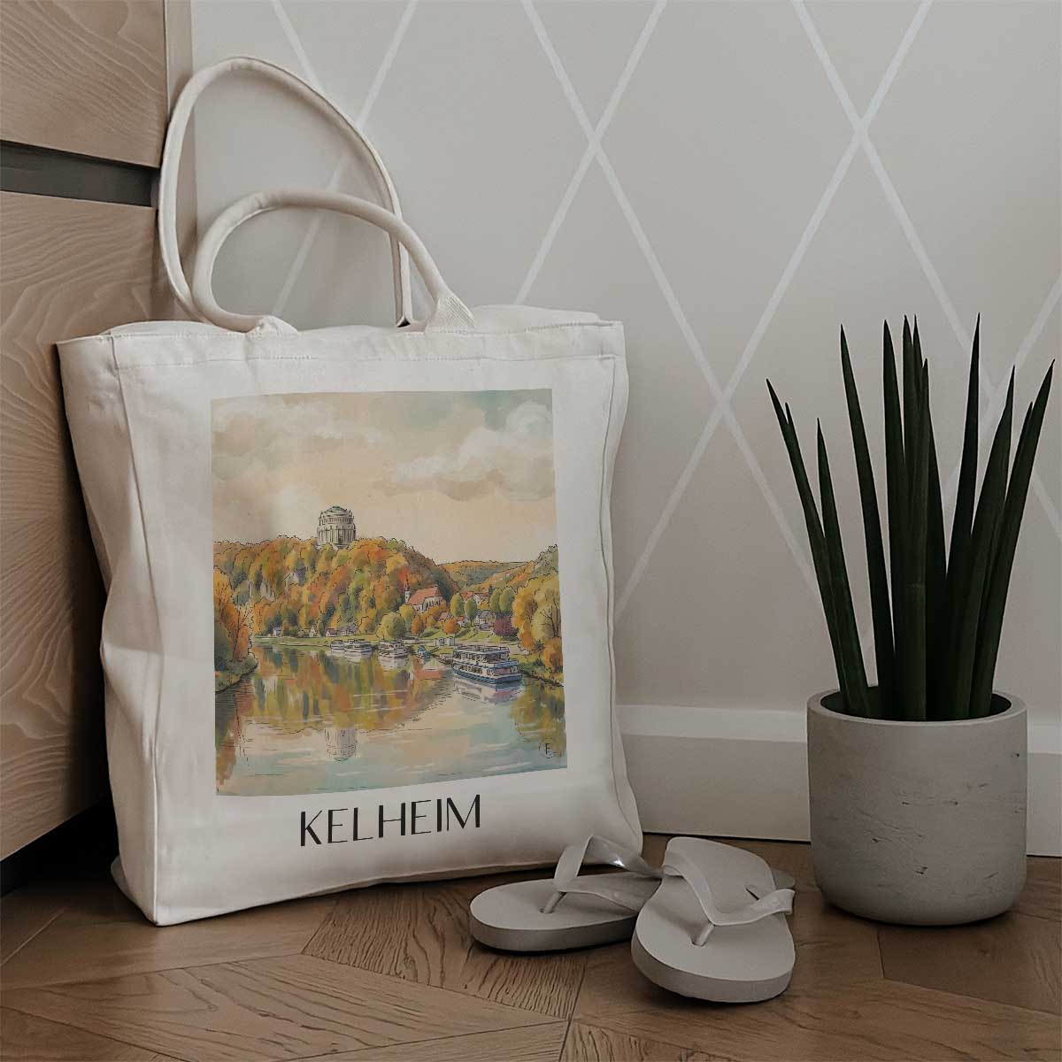 kelheim-altmühltal-deutschland-einkaufstasche-aquarell