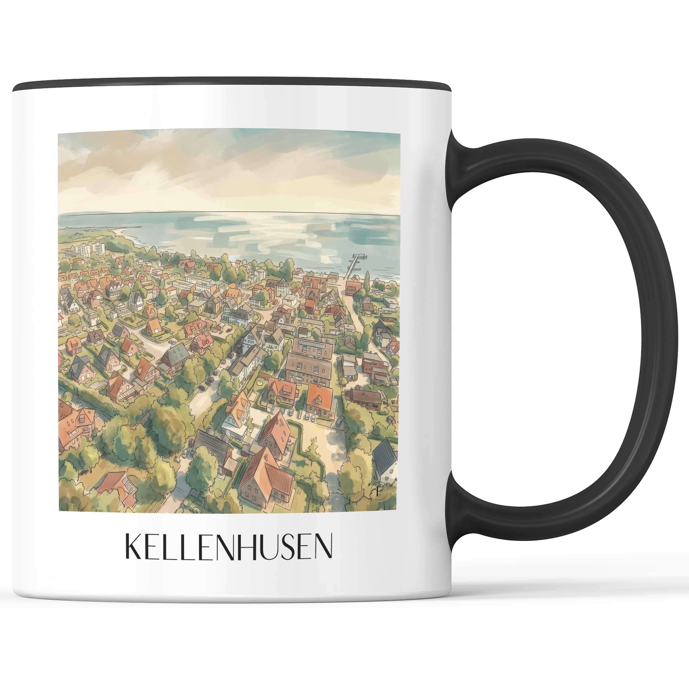 Kellenhusen Kaffeebecher - Ostholstein - Deutschland Becher - Kaffeetasse im Aquarell Stil - favplace