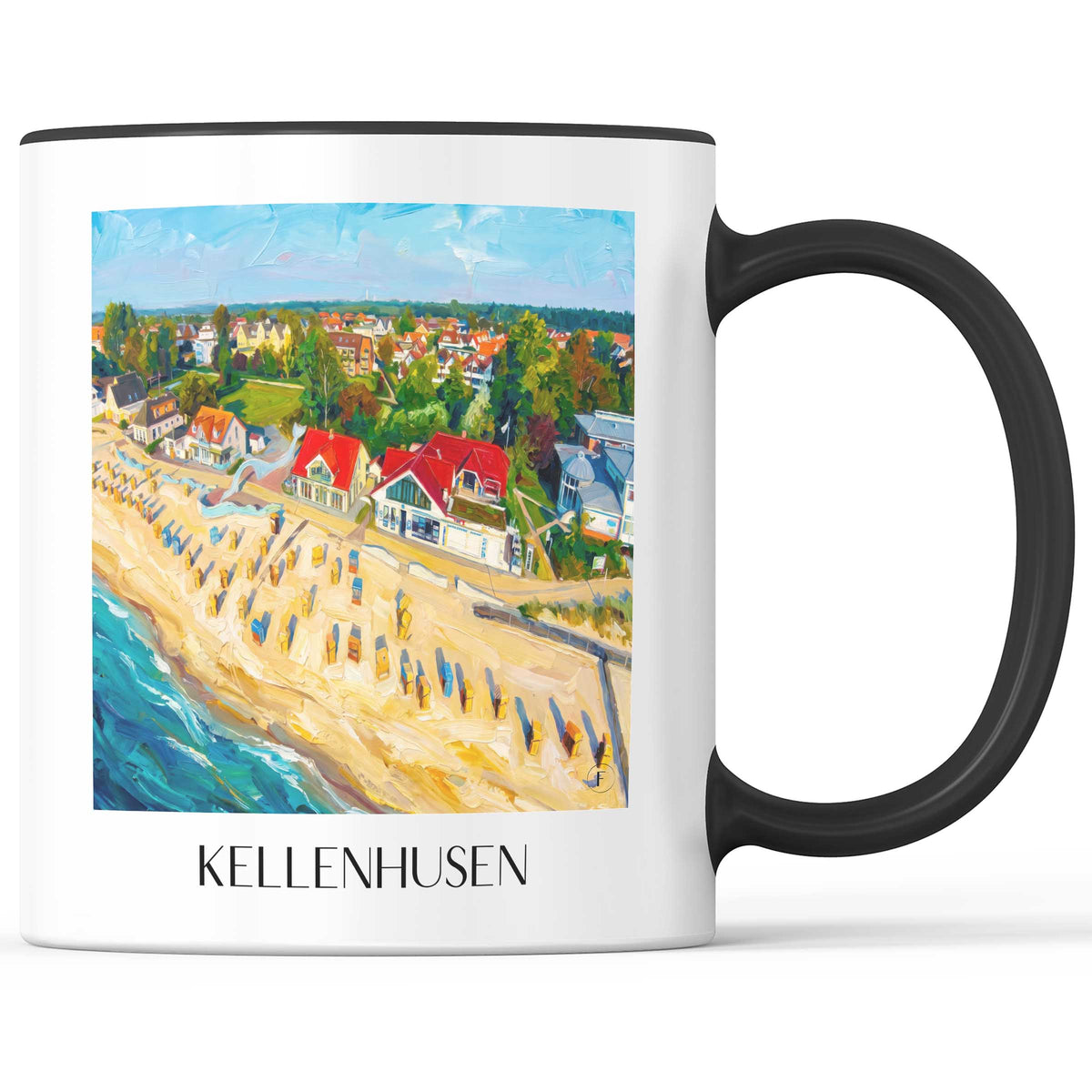 Kellenhusen Kaffeebecher - Ostsee - Deutschland Becher - Kaffeetasse im Ölgemälde Stil