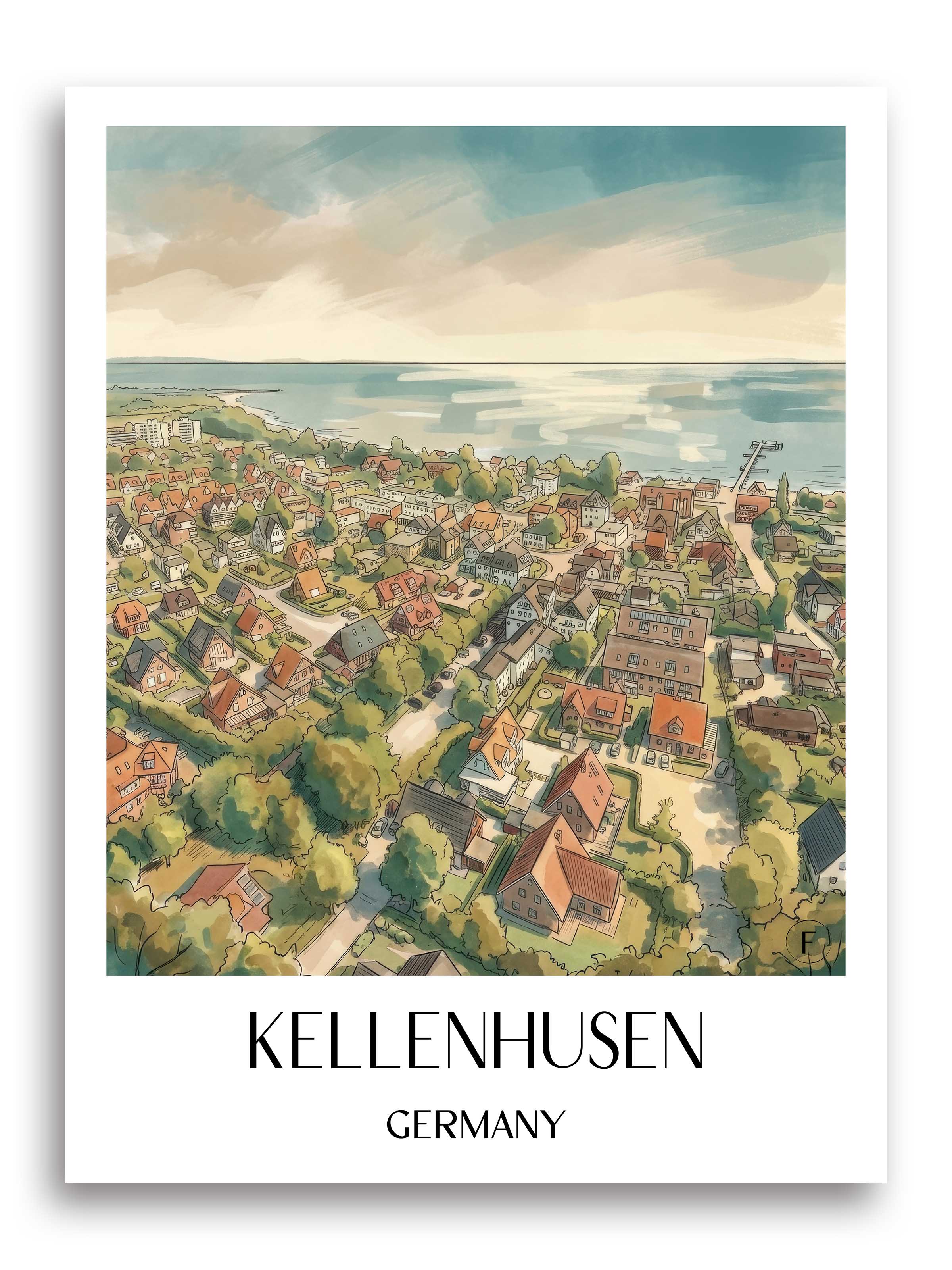 Kellenhusen Poster - Ostholstein - Deutschland Kunstdruck - Aquarell von A4 bis A1 - favplace