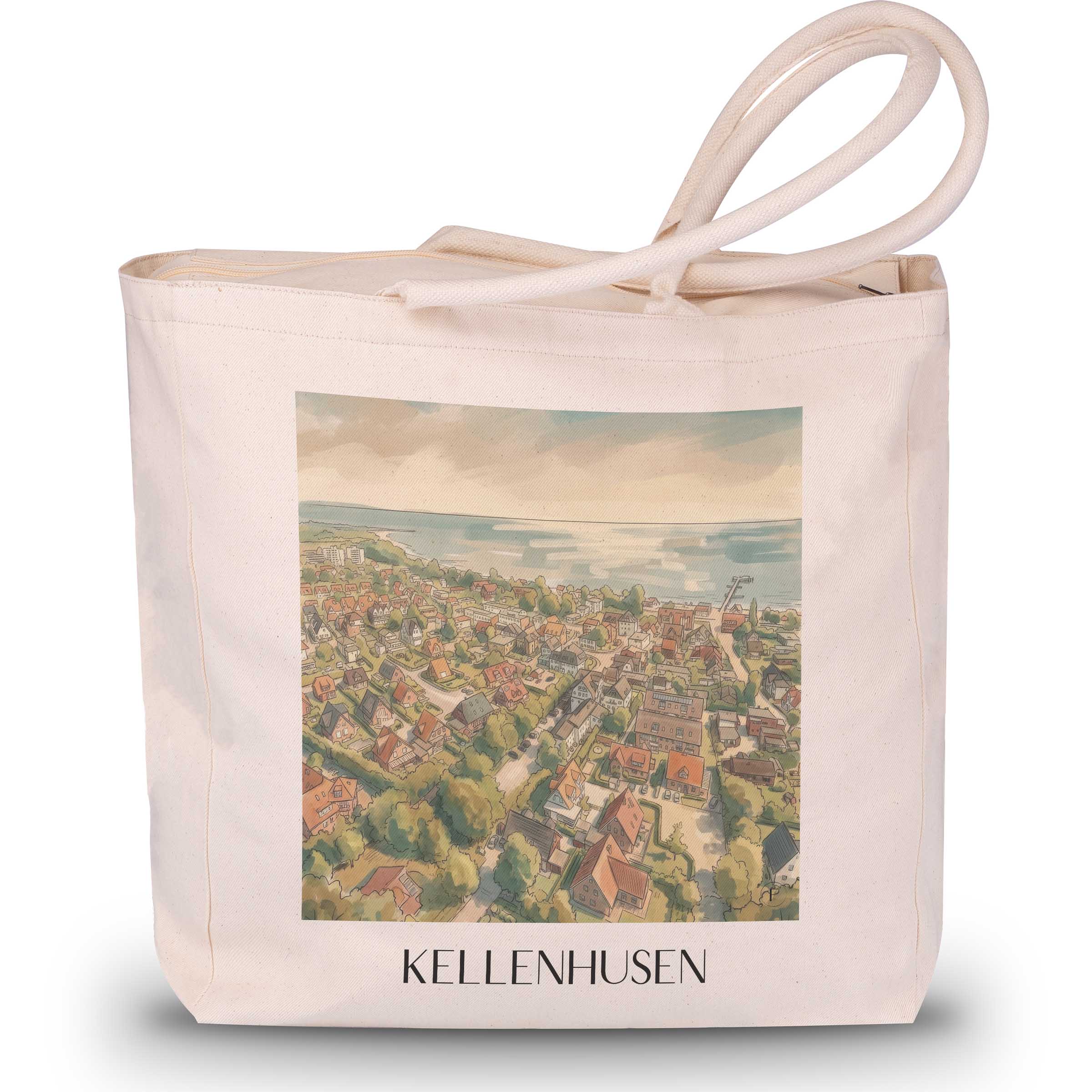 Kellenhusen Shopping Tasche - Ostholstein - Deutschland Tote Bag - Einkaufstasche im Aquarell Stil - favplace