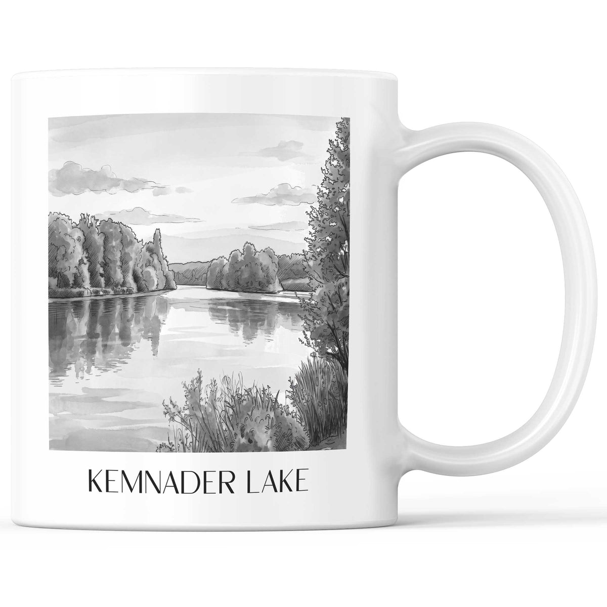 Kemnader See Kaffeebecher - Bochum - Deutschland Becher - Kaffeetasse im Aquarell Schwarz-Weiß Stil - favplace