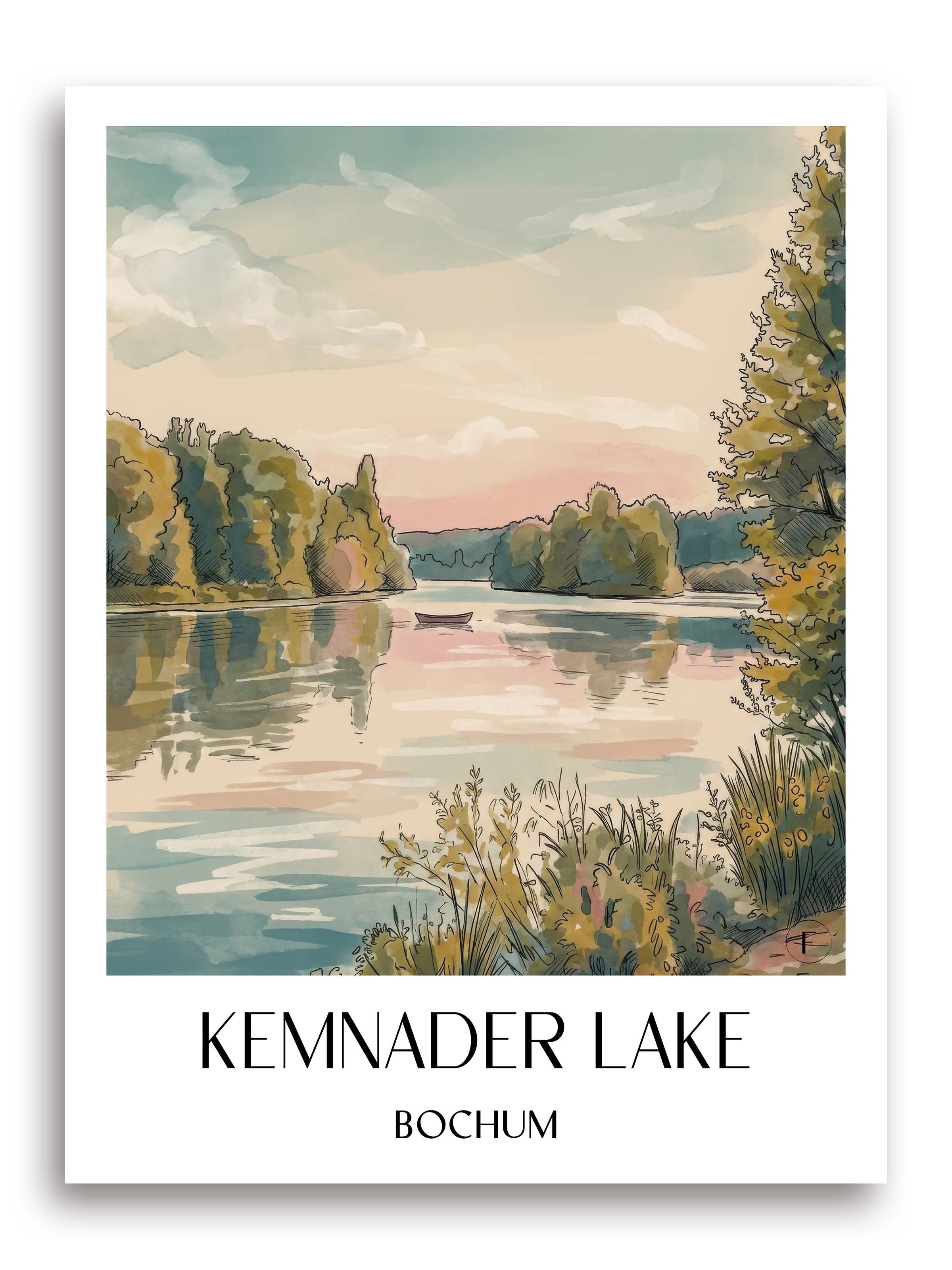Kemnader See Poster - Bochum - Deutschland Kunstdruck - Aquarell von A4 bis A1 - favplace