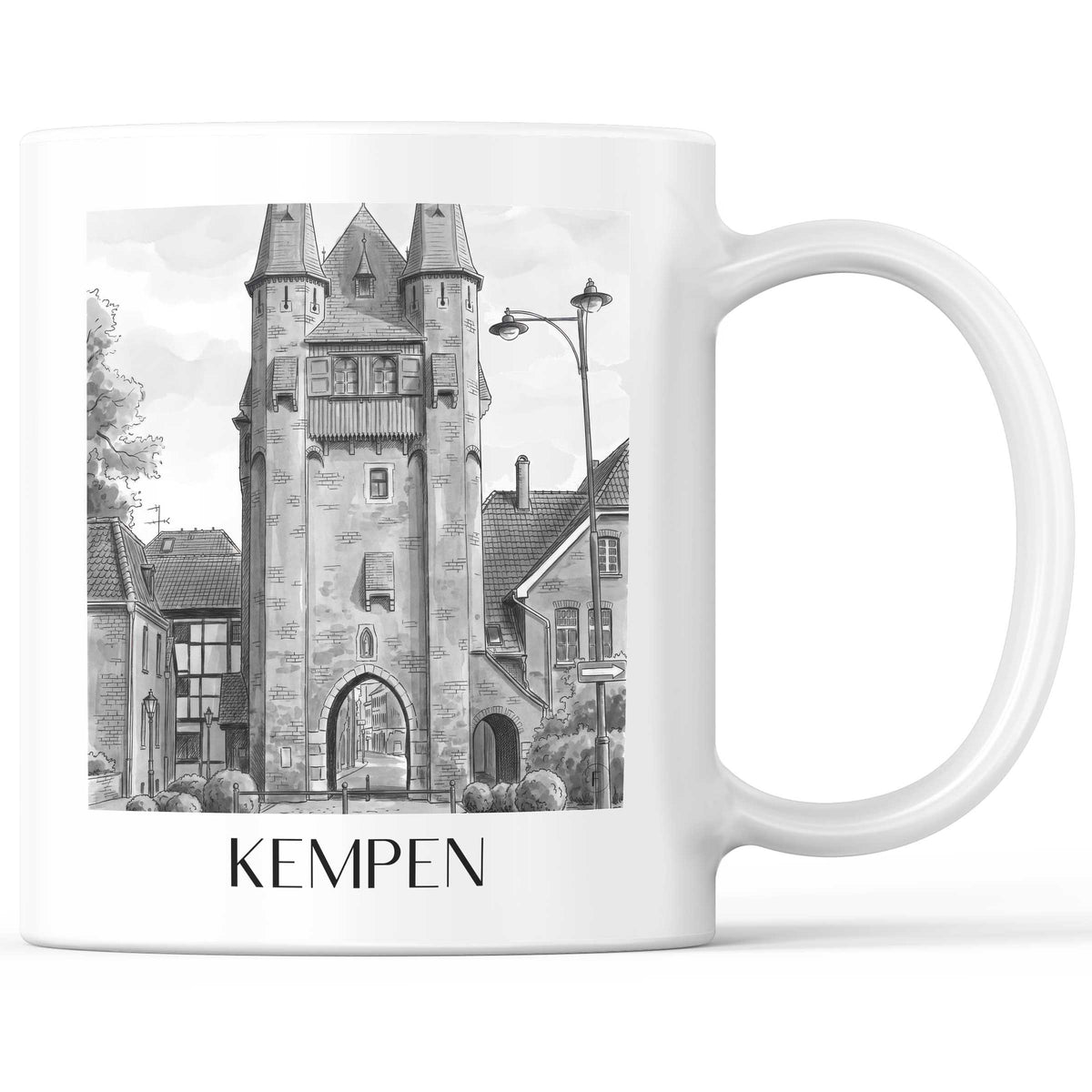 kempen-niederrhein-deutschland-kaffeebecher-aquarell-schwarz-weiss