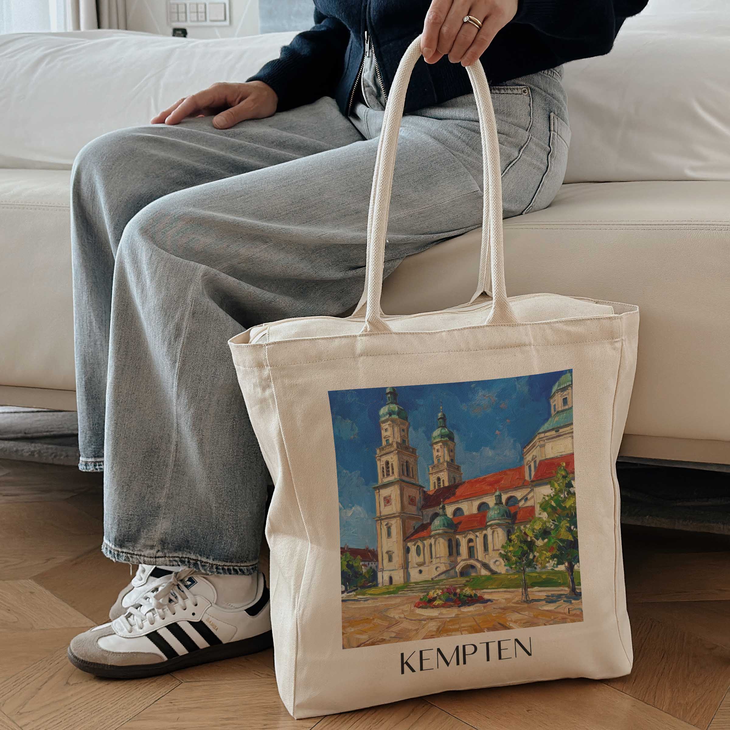 kempten-allgäu-deutschland-einkaufstasche-oil-painting-oelgemaelde