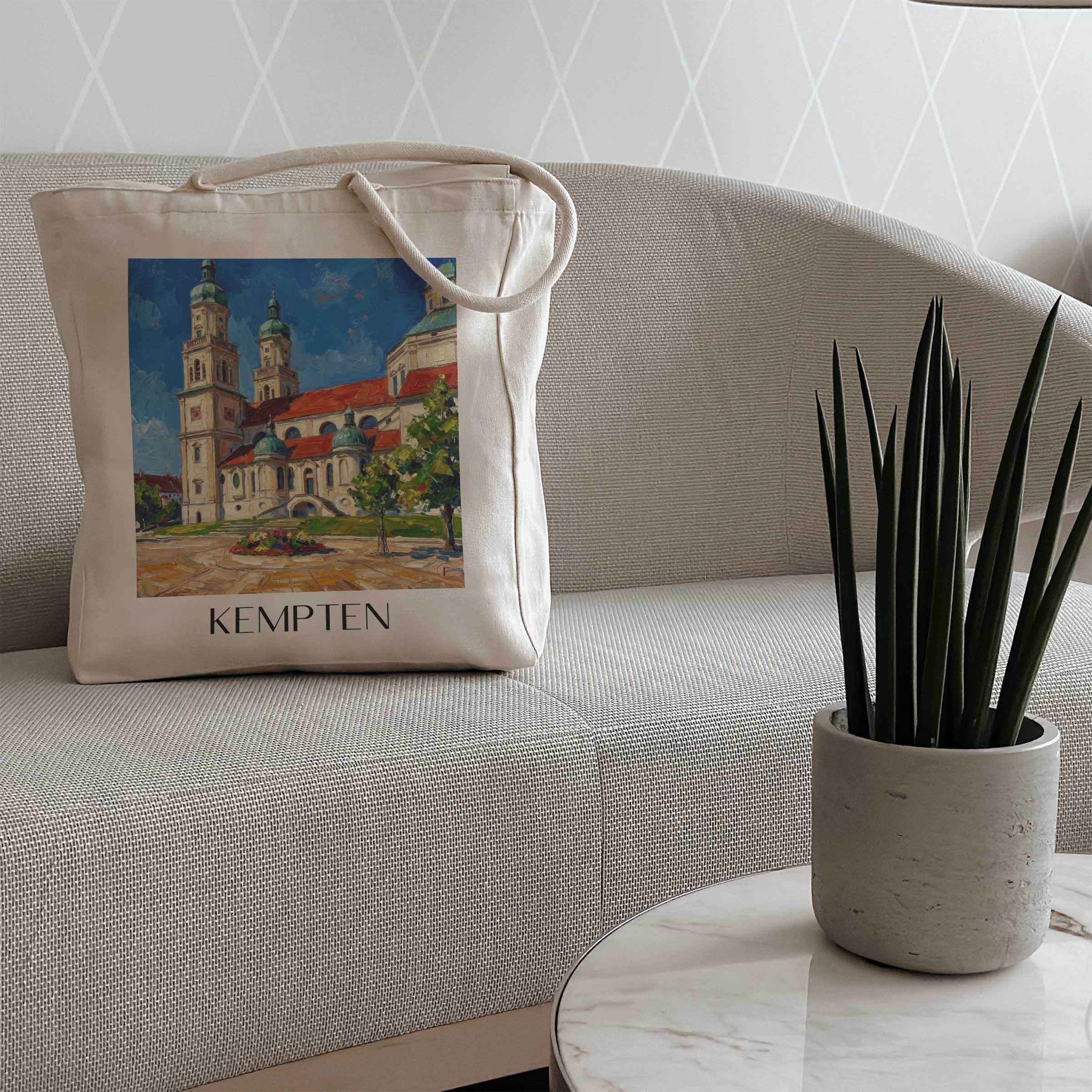 kempten-allgäu-deutschland-einkaufstasche-oil-painting-oelgemaelde
