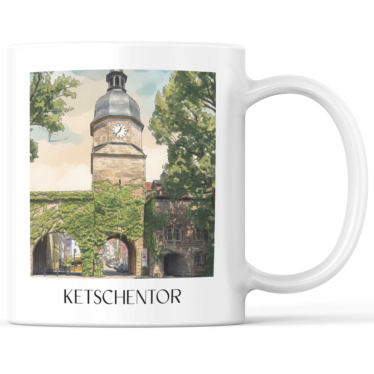 Ketschentor Kaffeebecher - Coburg - Deutschland Becher - Kaffeetasse im Aquarell Stil - favplace