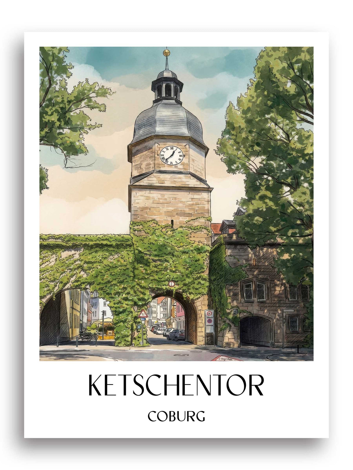 ketschentor-coburg-deutschland-poster-aquarell