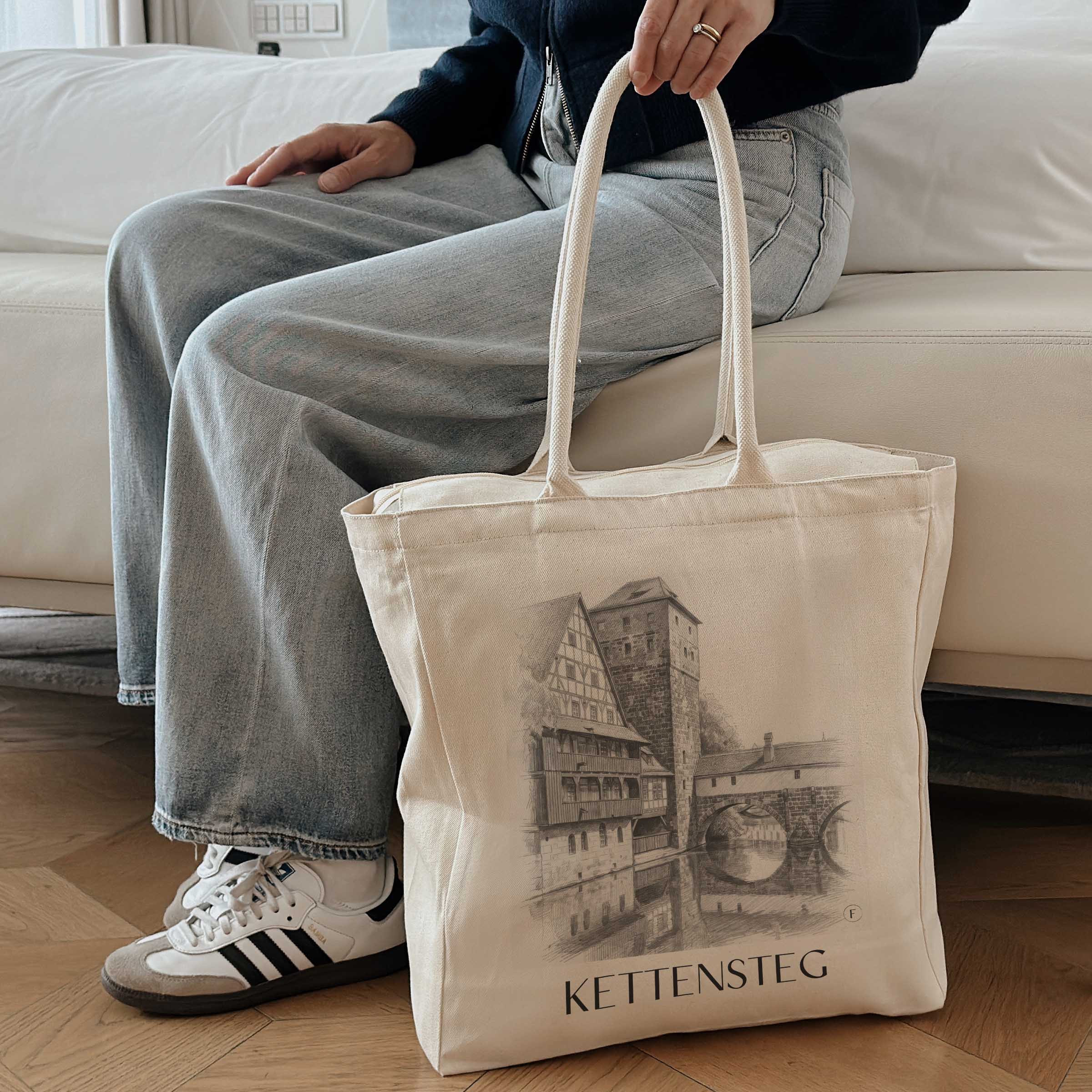 kettensteg-nürnberg-deutschland-einkaufstasche-bleistift-zeichnung-drawing