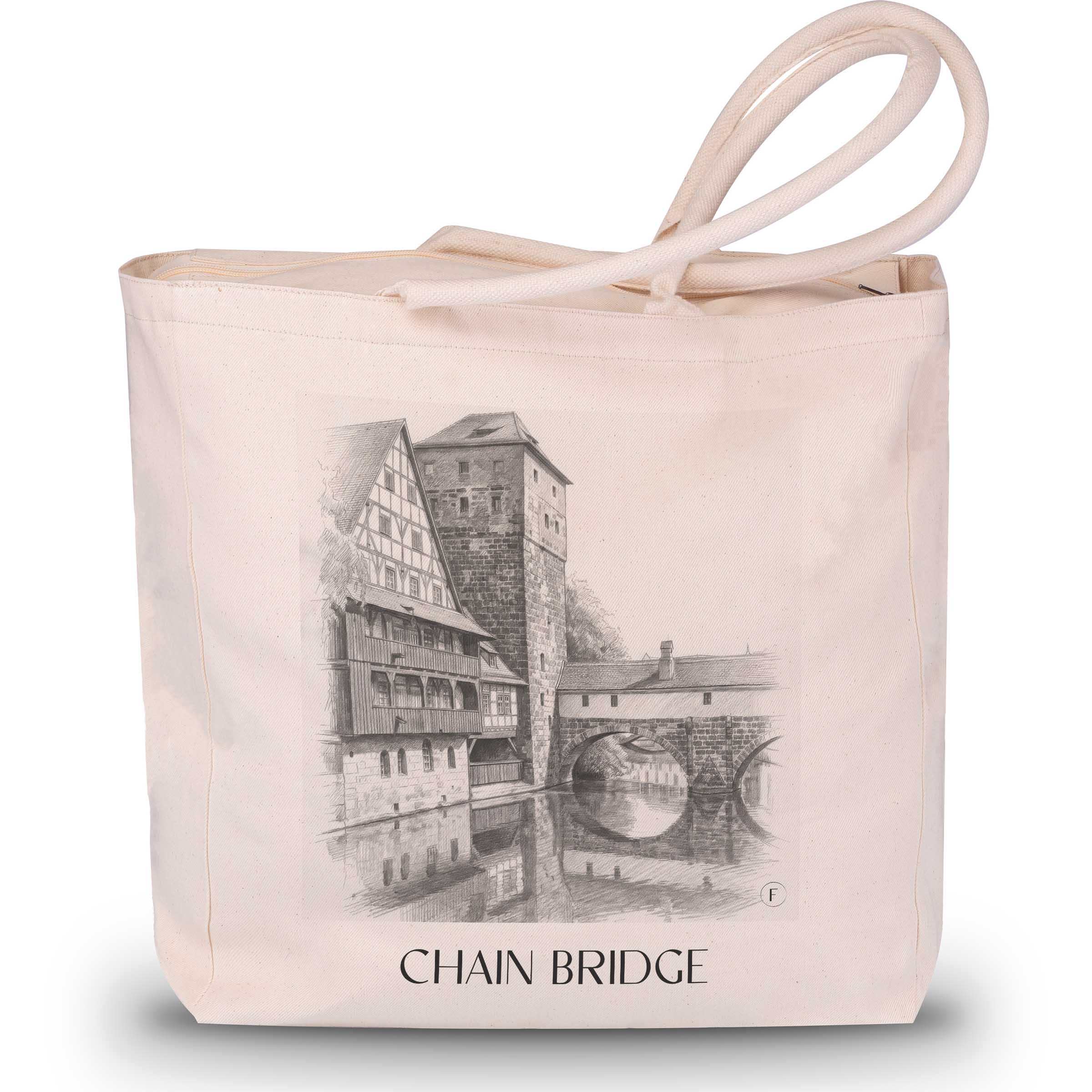 Kettensteg Shopping Tasche - Nürnberg - Deutschland Tote Bag - Einkaufstasche im Zeichnung Stil