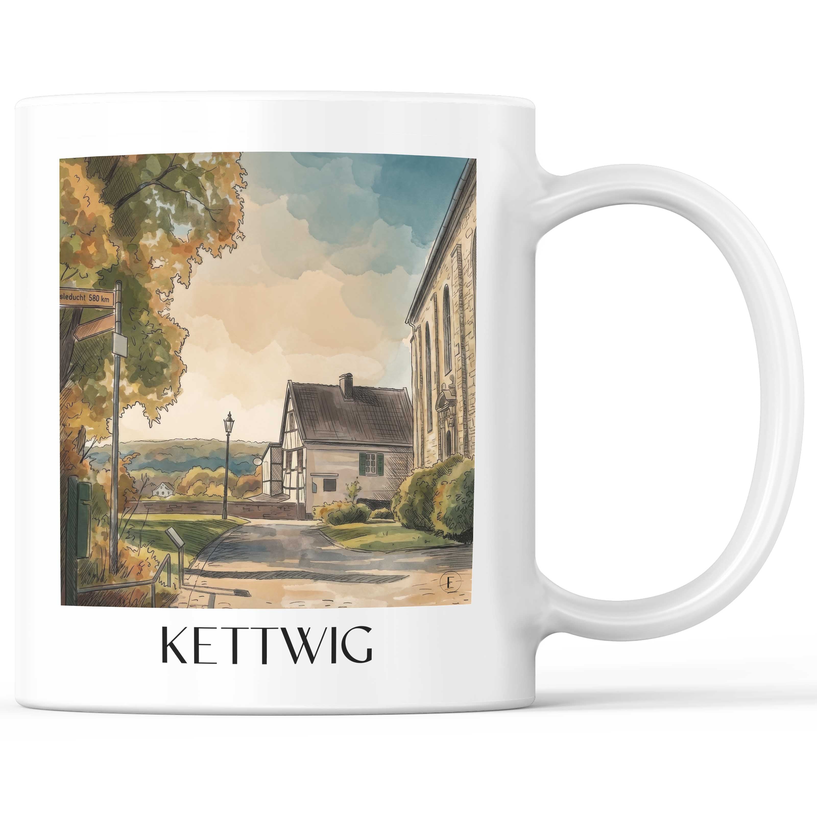 Kettwig Kaffeebecher - Essen - Deutschland Becher - Kaffeetasse im Aquarell Stil - favplace